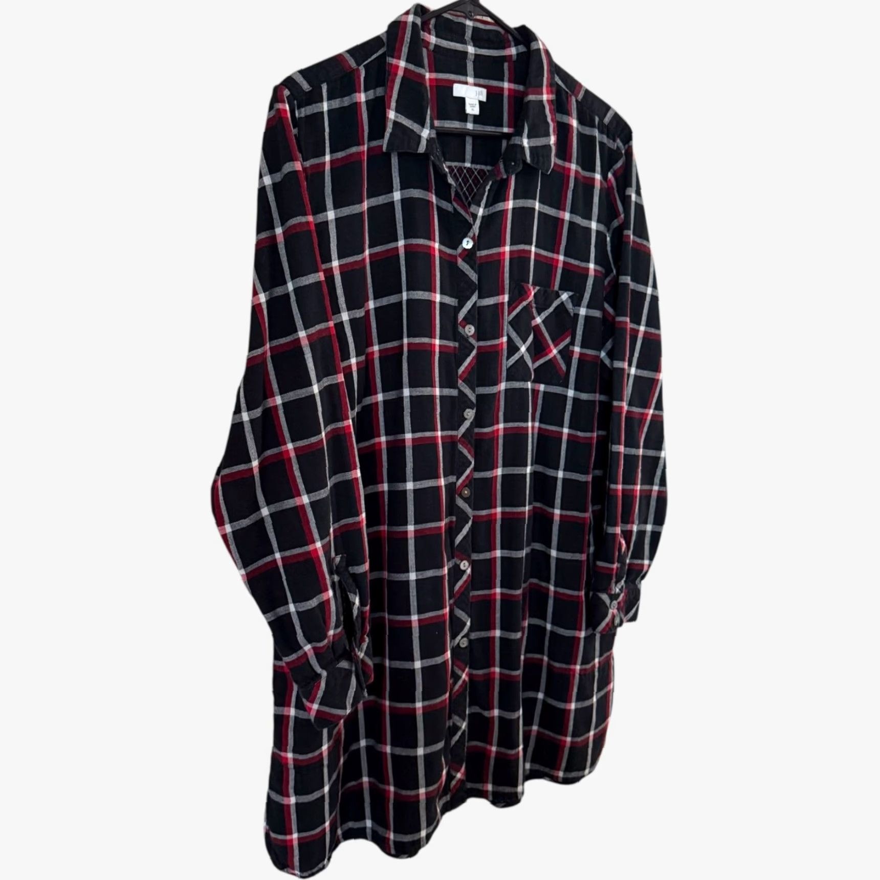 J. Jill J.Jill Button-Up Tunic Shirt Black Plaid XL Women Cotton Size XL / US 12-14 / IT 48-50 - 3 Thumbnail