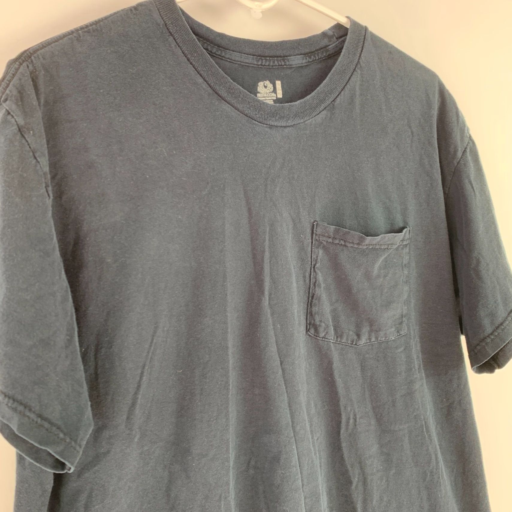 Fruit Of The Loom Fruit Of The Loom Black Pocket Tee Shirt XL Unisex Adults Cotton Crew Neck Short Sleeve Size US XL / EU 56 / 4 - 3 Thumbnail