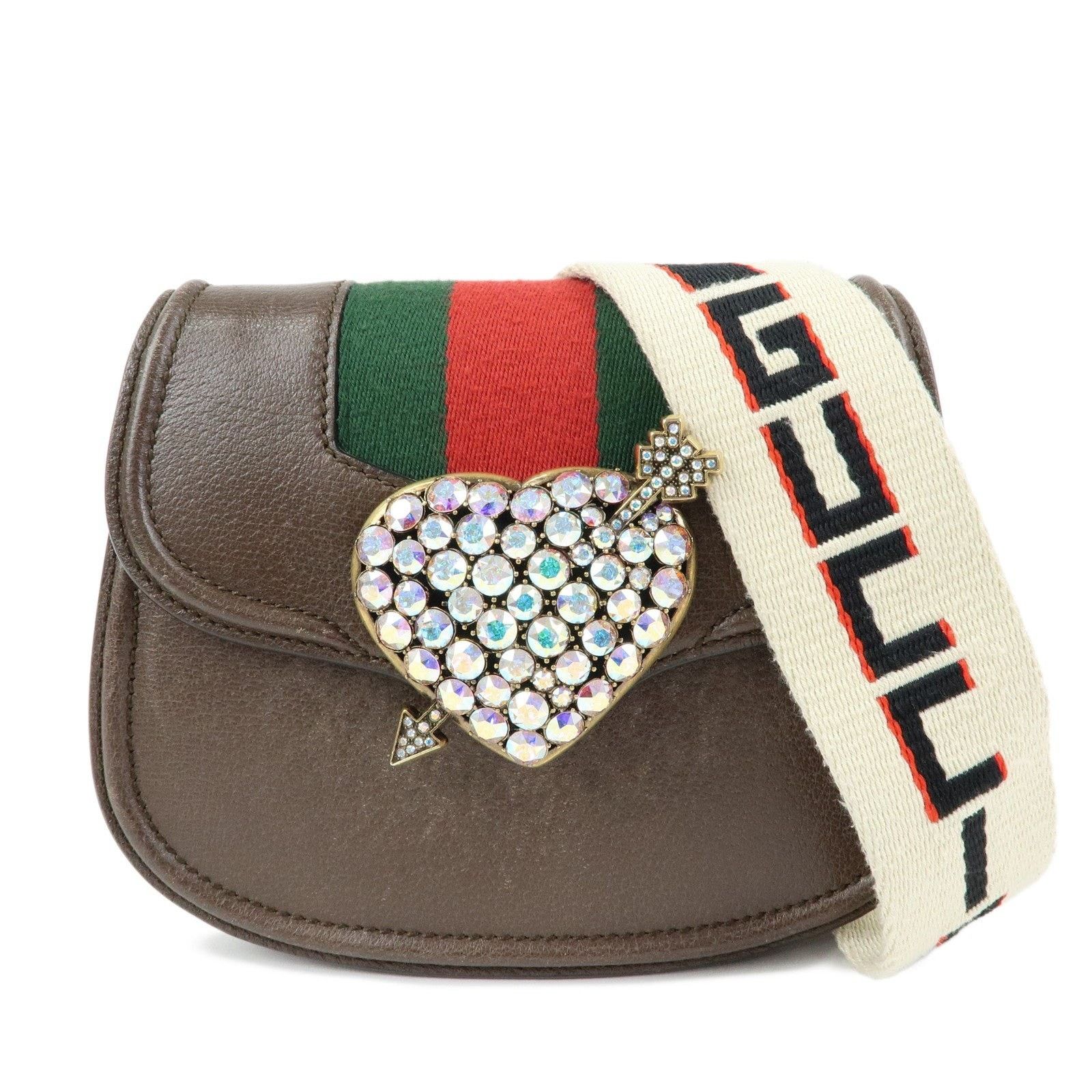 Gucci Gucci Totem Crystal Heart Leather Shoulder Bag Brown Size ONE SIZE - 1 Thumbnail