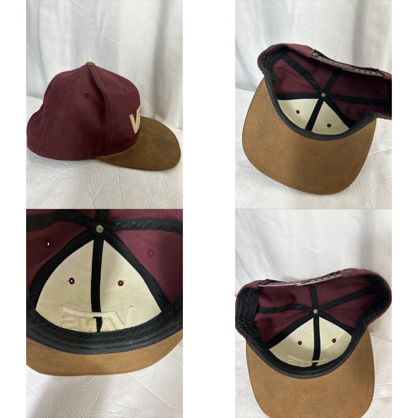 Vans VANS SnapBack Hat Unisex Adults One Size Maroon Brown Leather Bill Adjustable Red Size ONE SIZE - 8 Thumbnail