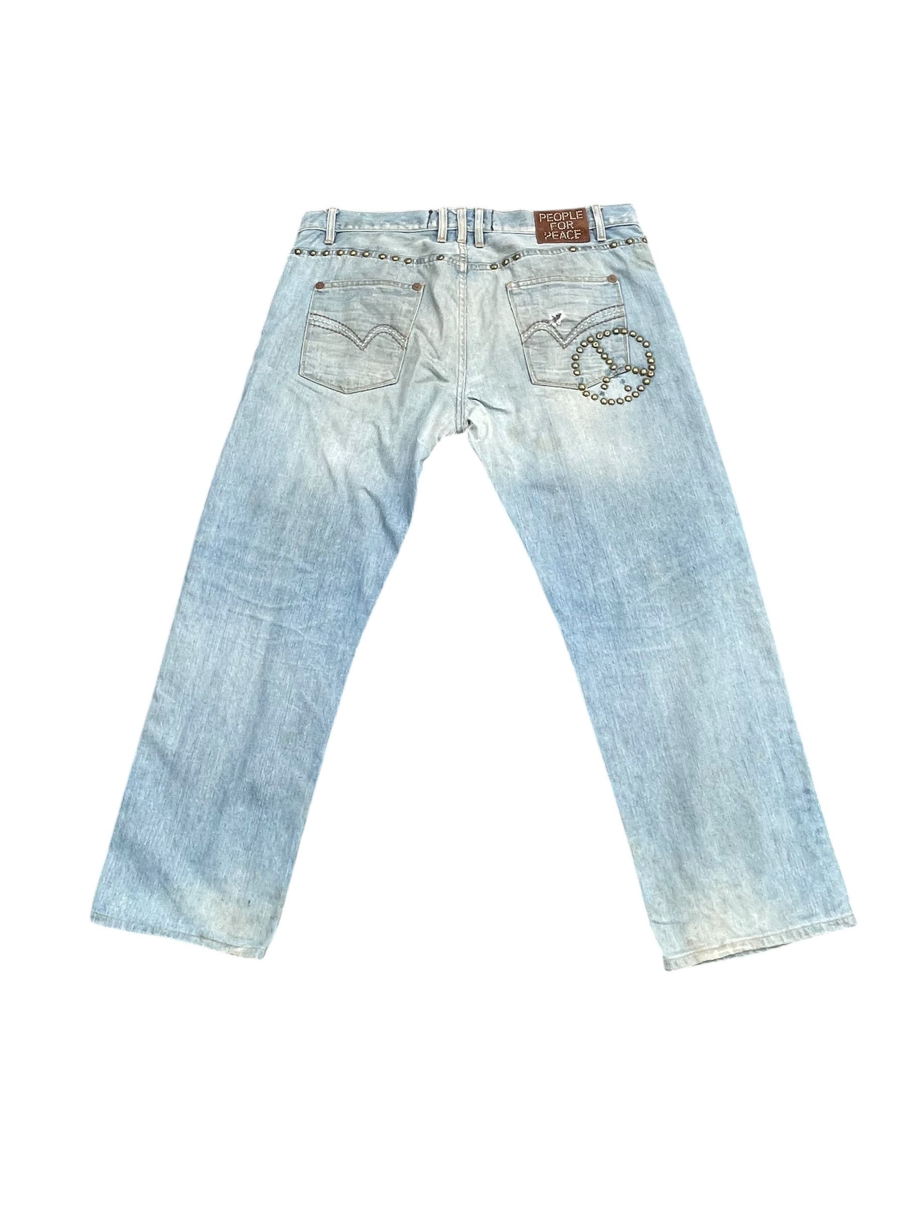 Designer Vintage People For Peace Distresed Denim Size US 40 / EU 56 - 1 Thumbnail