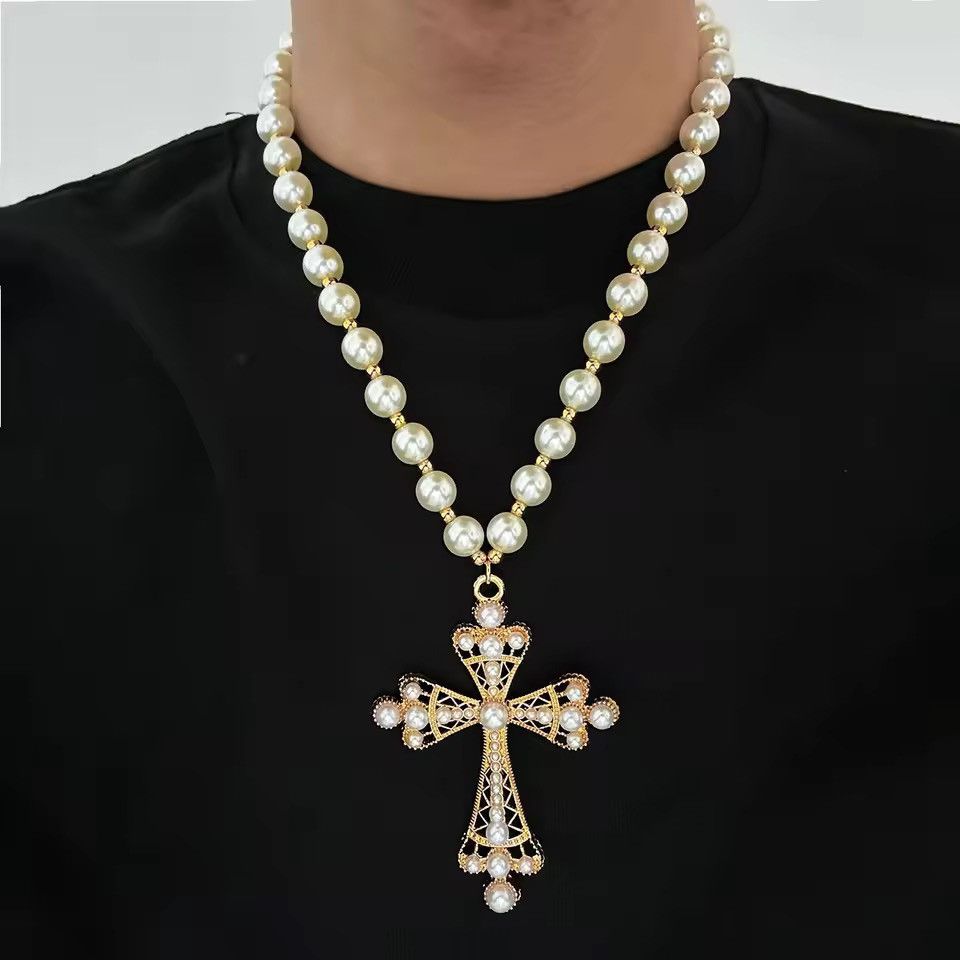 Jewelry Punk Big Cross Jesus Pendant Choker Necklace for Women Men Size ONE SIZE - 1 Thumbnail