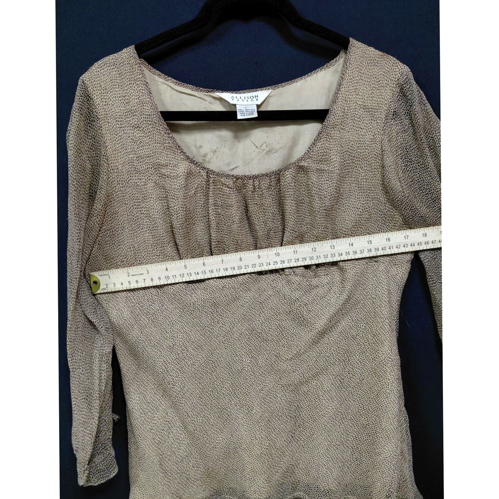 Vintage ALLISON TAYLOR Silk Blouse Brown Solid 3/4 Sleeve Women Size L Size L / US 10 / IT 46 - 5 Thumbnail