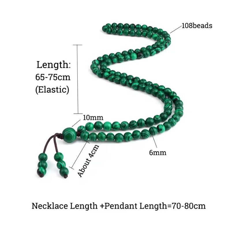 Vintage 6mm 108pcs Natural Malachite Stone Prayer Beads Size ONE SIZE - 2 Thumbnail
