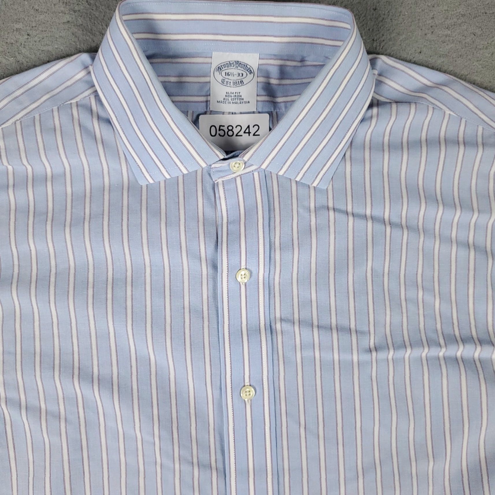 Brooks Brothers Brooks Brothers Dress Shirt Mens 16.5 Blue Striped Long Sleeve Button-Down Regular Fit Size 42R - 2 Thumbnail
