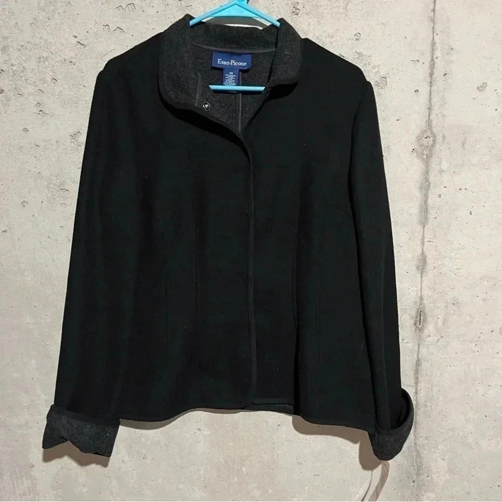 Evan Picone Evan Picone NWT Black snap front wool blend jacket, Size 10 Size L / US 10 / IT 46 - 1 Thumbnail