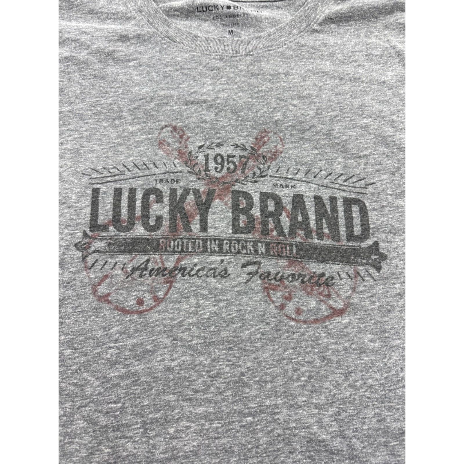 Lucky Brand Lucky Brand Shirt Mens Medium Gray 1957 Rock N Roll Graphic Tee Tagless Shirt Mens Size US M / EU 48-50 / 2 - 2 Thumbnail