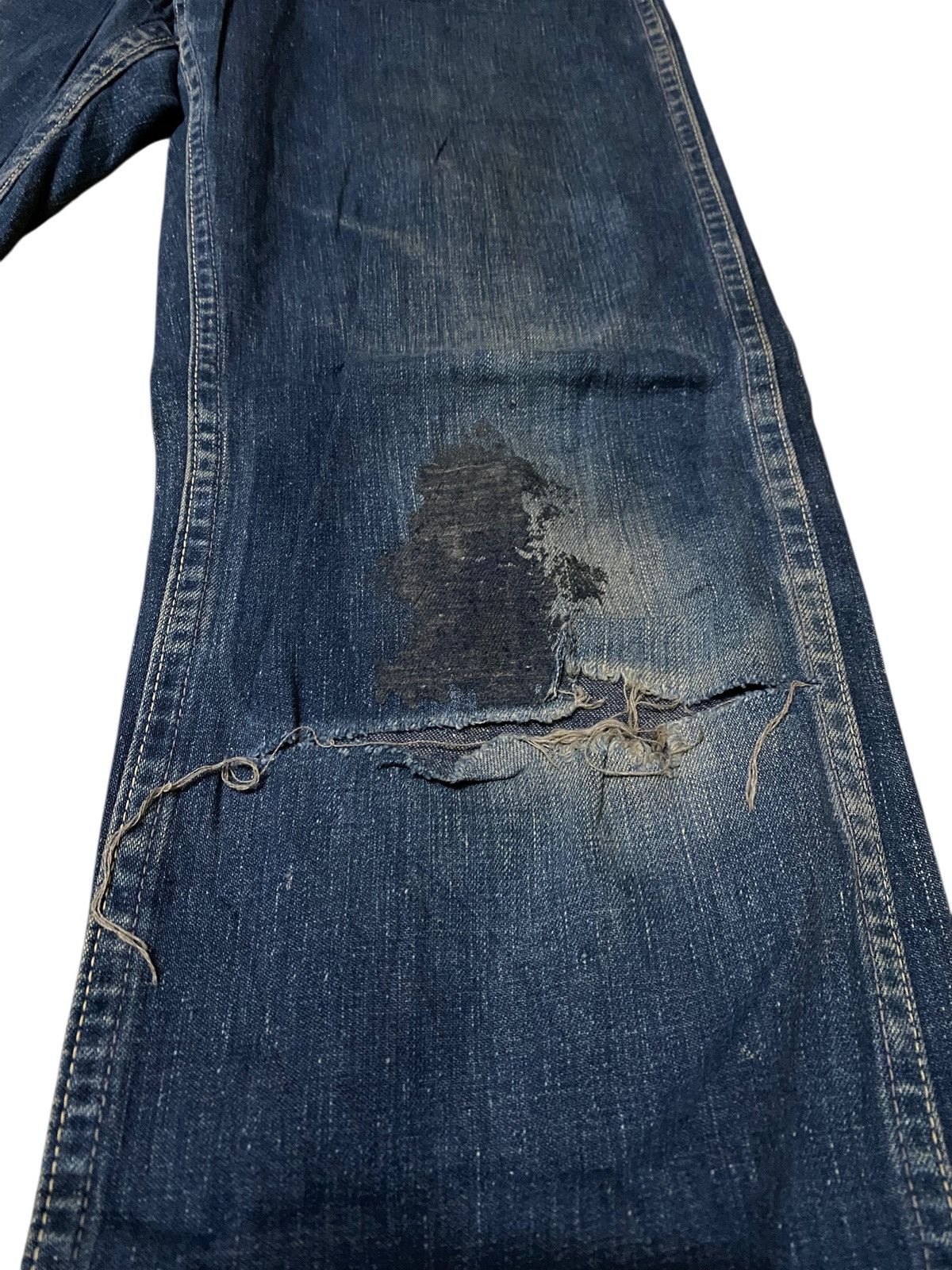 Original Montgomery Vintage 50s Montgomery 101 Power House Disstressed Jeans Size US 27 - 6 Thumbnail