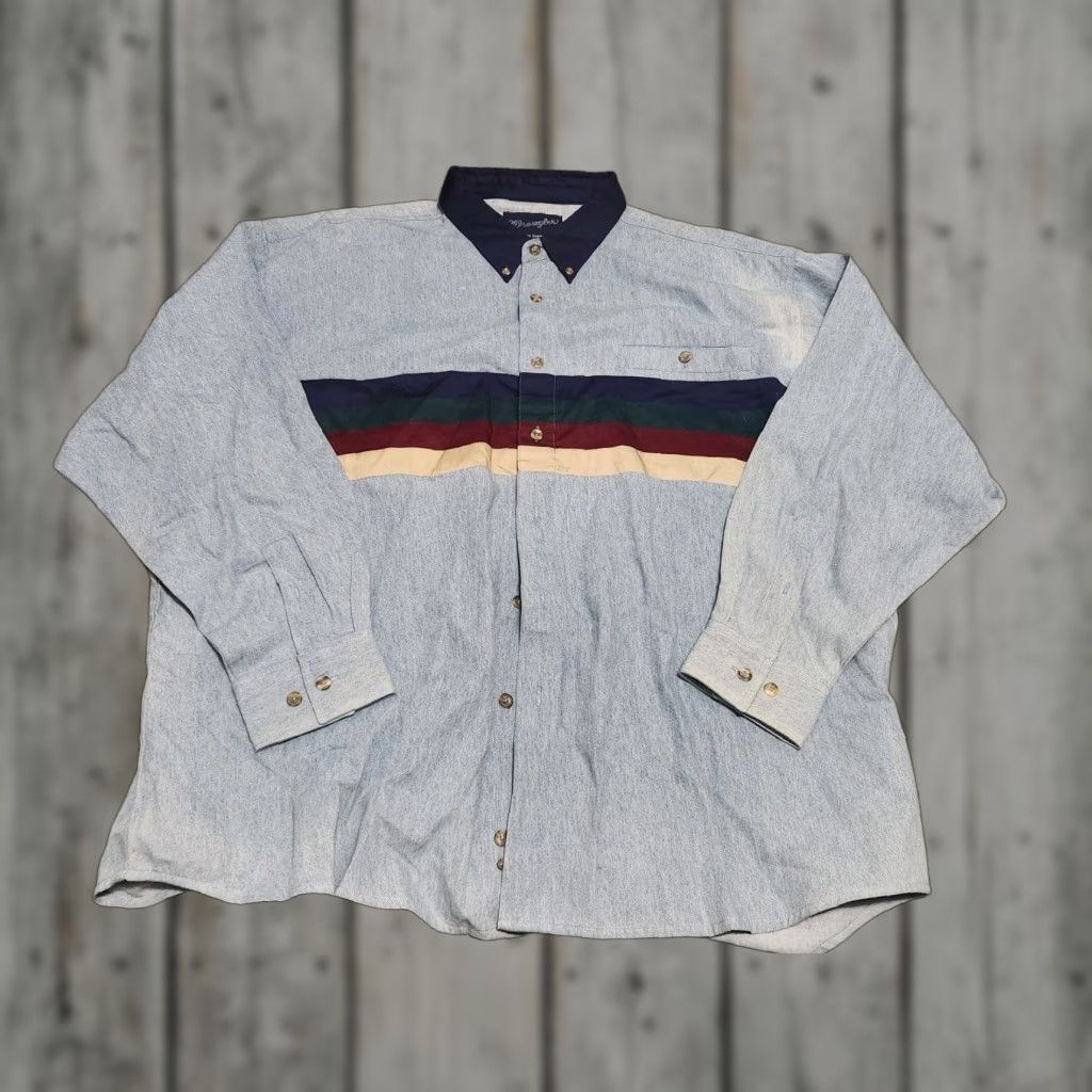 Wrangler VINTAGE Wrangler Western Denim Shirt Mens 2XL Blue Long Sleeve Snap Button-Up Cowboy 90s Rodeo Western Mens Size US XXL / EU 58 / 5 - 1 Thumbnail