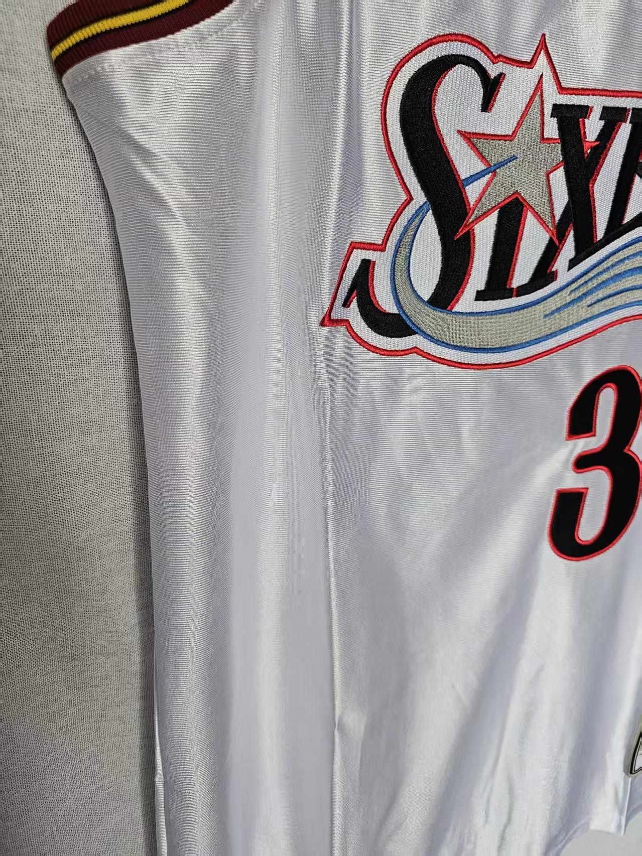 NBA 76ers #3 Allen Iverson Jersey Double Stitched White Size US M / EU 48-50 / 2 - 6 Thumbnail