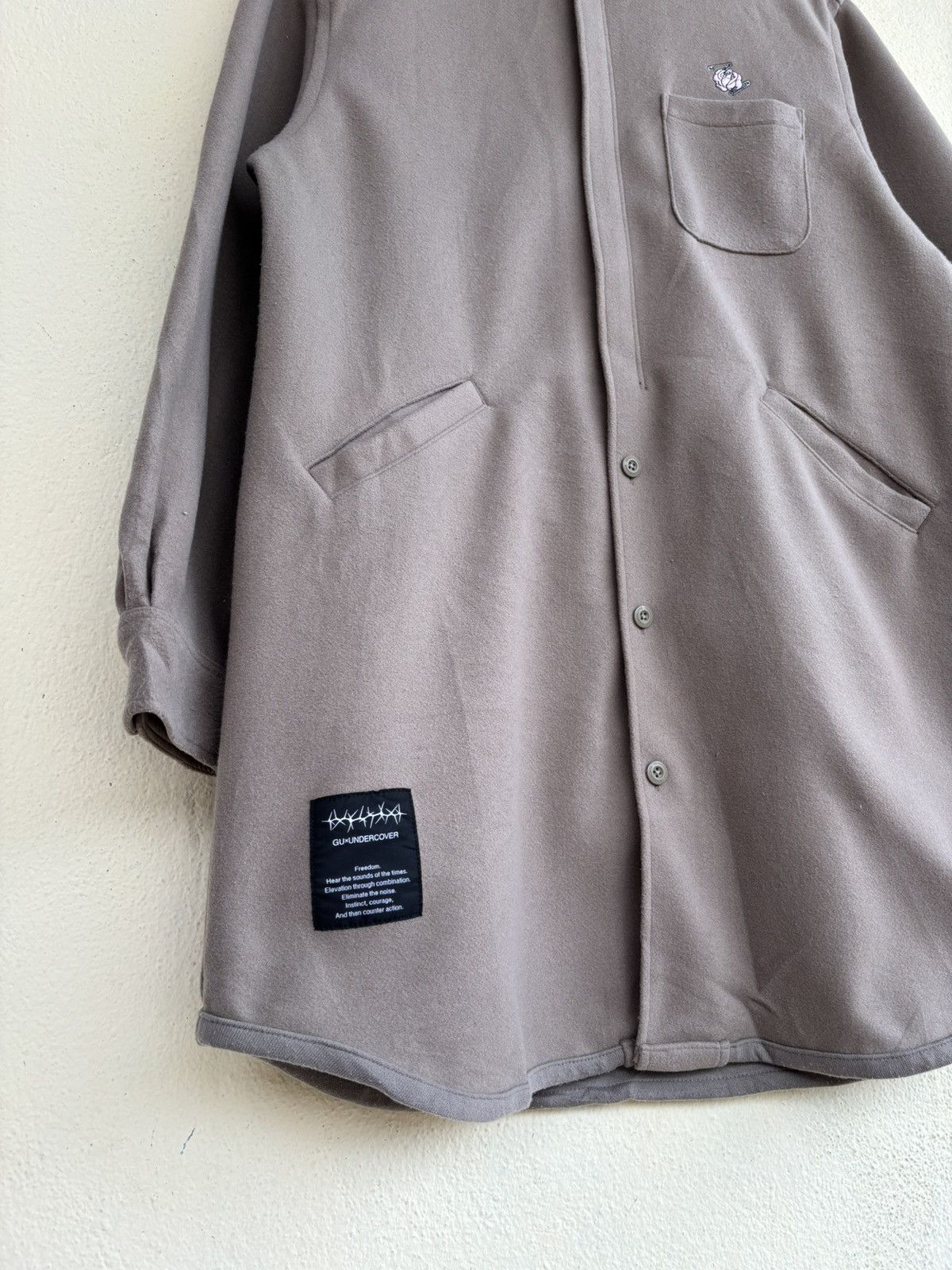 GU × Undercover Undercover Knit Melton Long Shirt Beige Long Sleeve Shirt Size M / US 6-8 / IT 42-44 - 4 Thumbnail