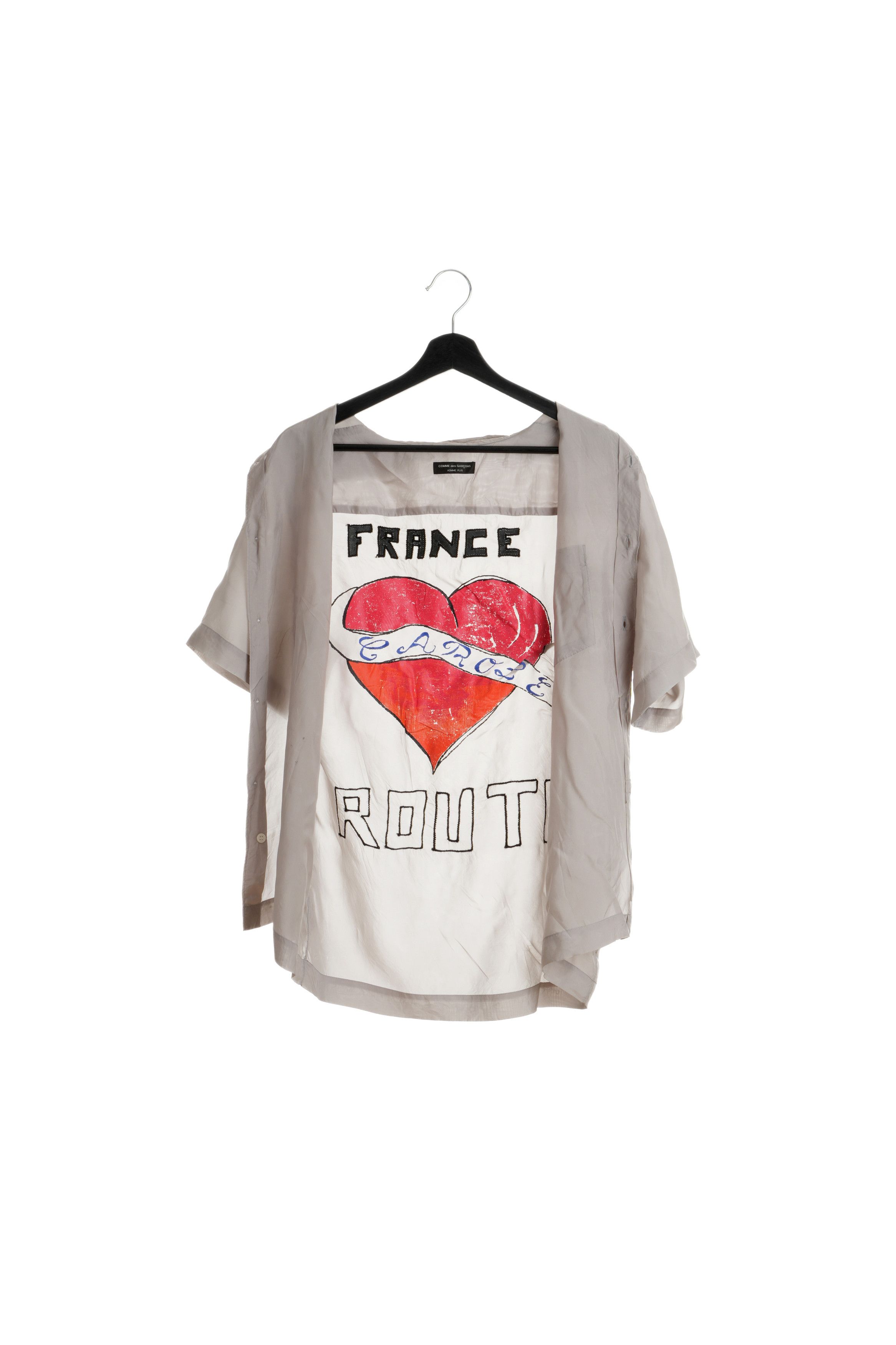 Comme des Garcons Homme Plus SS2004 "France and a Rose Route" Painted Cupro Shirt Size US M / EU 48-50 / 2 - 3 Thumbnail