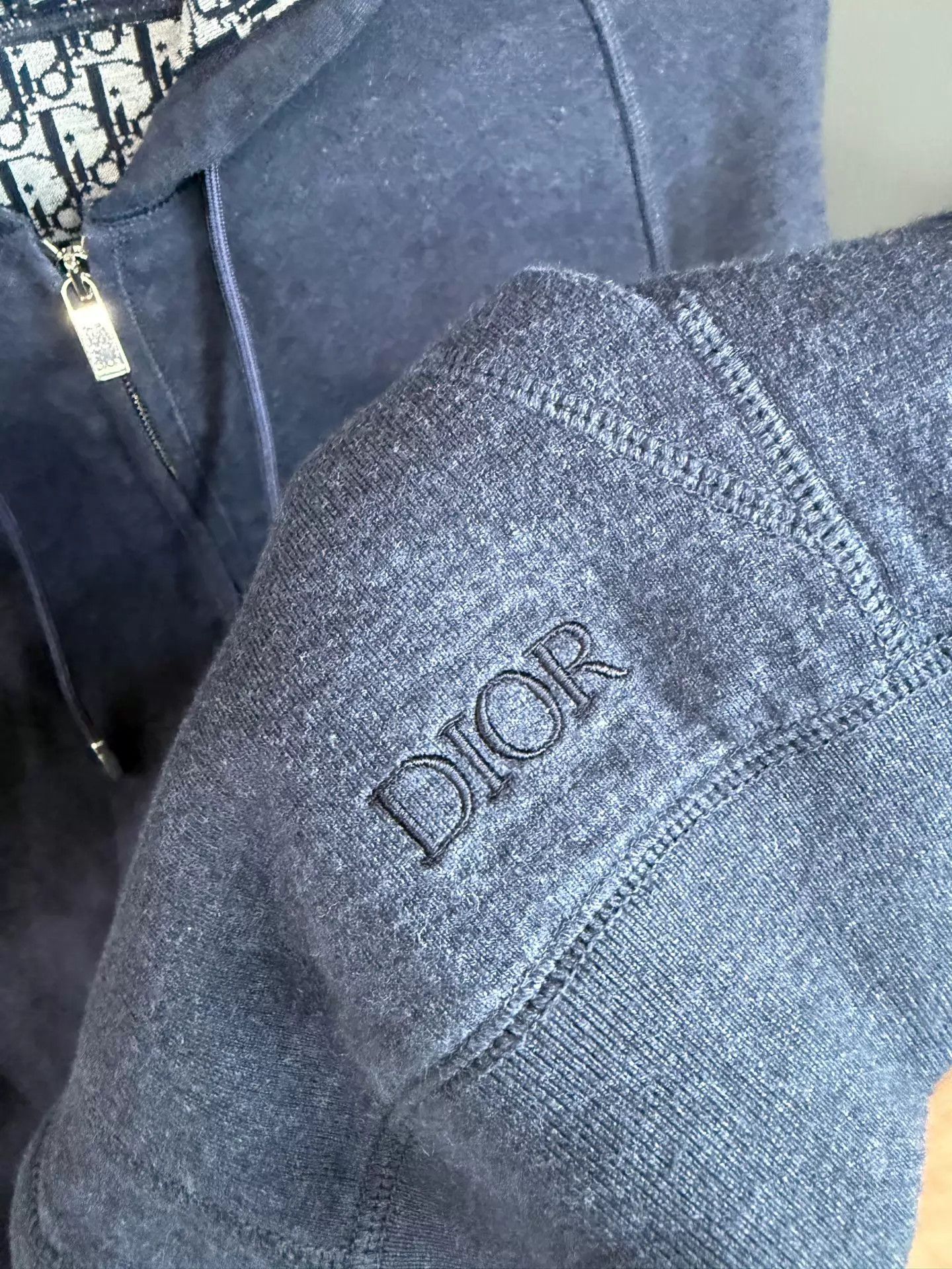 Dior Dior Cashmere Full Printed Lining Zipper Sweatshirt Blue XL Size US XL / EU 56 / 4 - 5 Thumbnail