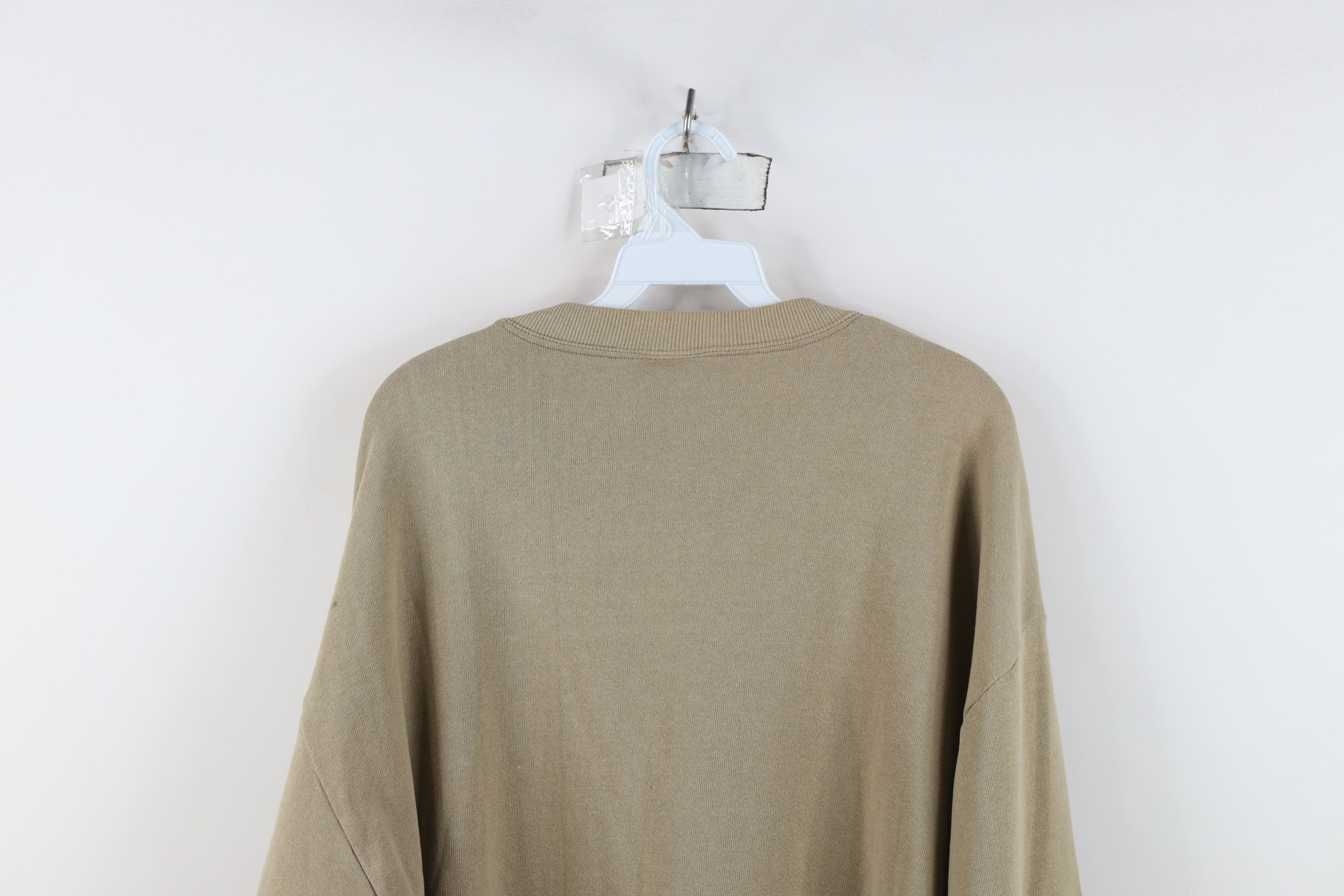 Vintage Vintage 90s Streetwear Blank Crewneck Sweatshirt Khaki Beige Size US XL / EU 56 / 4 - 14 Thumbnail