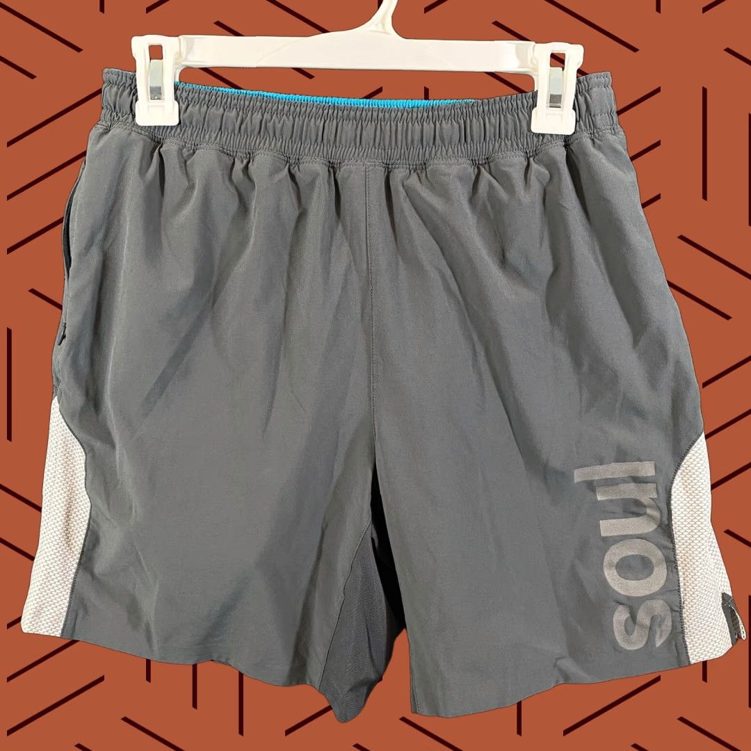 Vintage Soul Cycle Shorts Men Small Gray Blue Lined Workout Running Drawstring 7" Inseam Size US 29 - 1 Thumbnail