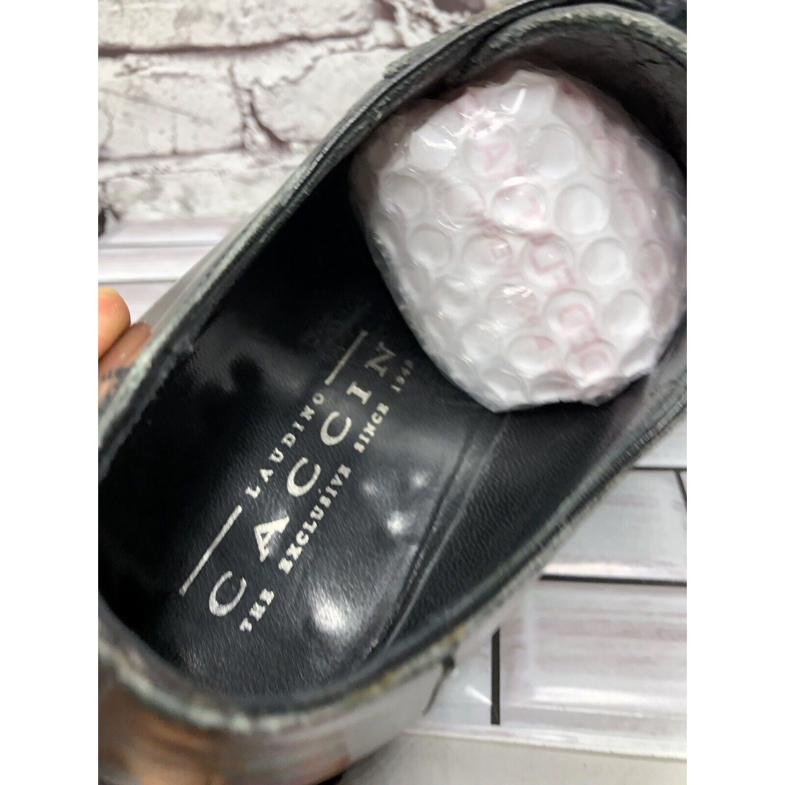 Other LAUDINO CACCIN Black Leather Cap Toe Oxfords Lace Dress Shoe Size US 9 / EU 42 - 12 Thumbnail
