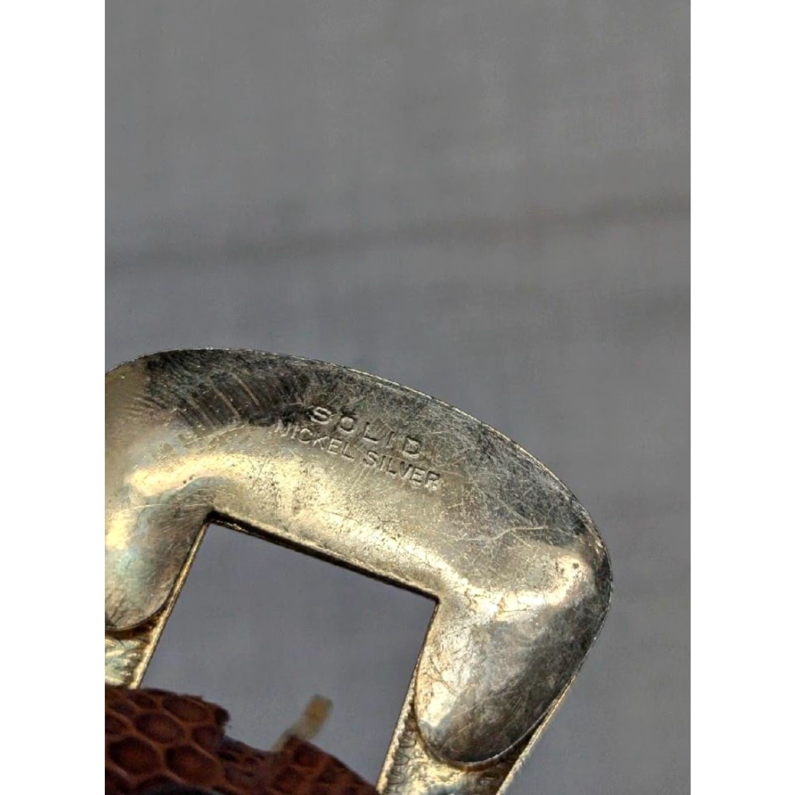 Vintage VINTAGE Justin belt western brown GENUINE LIZARD buckle nickel silver 28 Men belt Size 28 - 7 Thumbnail