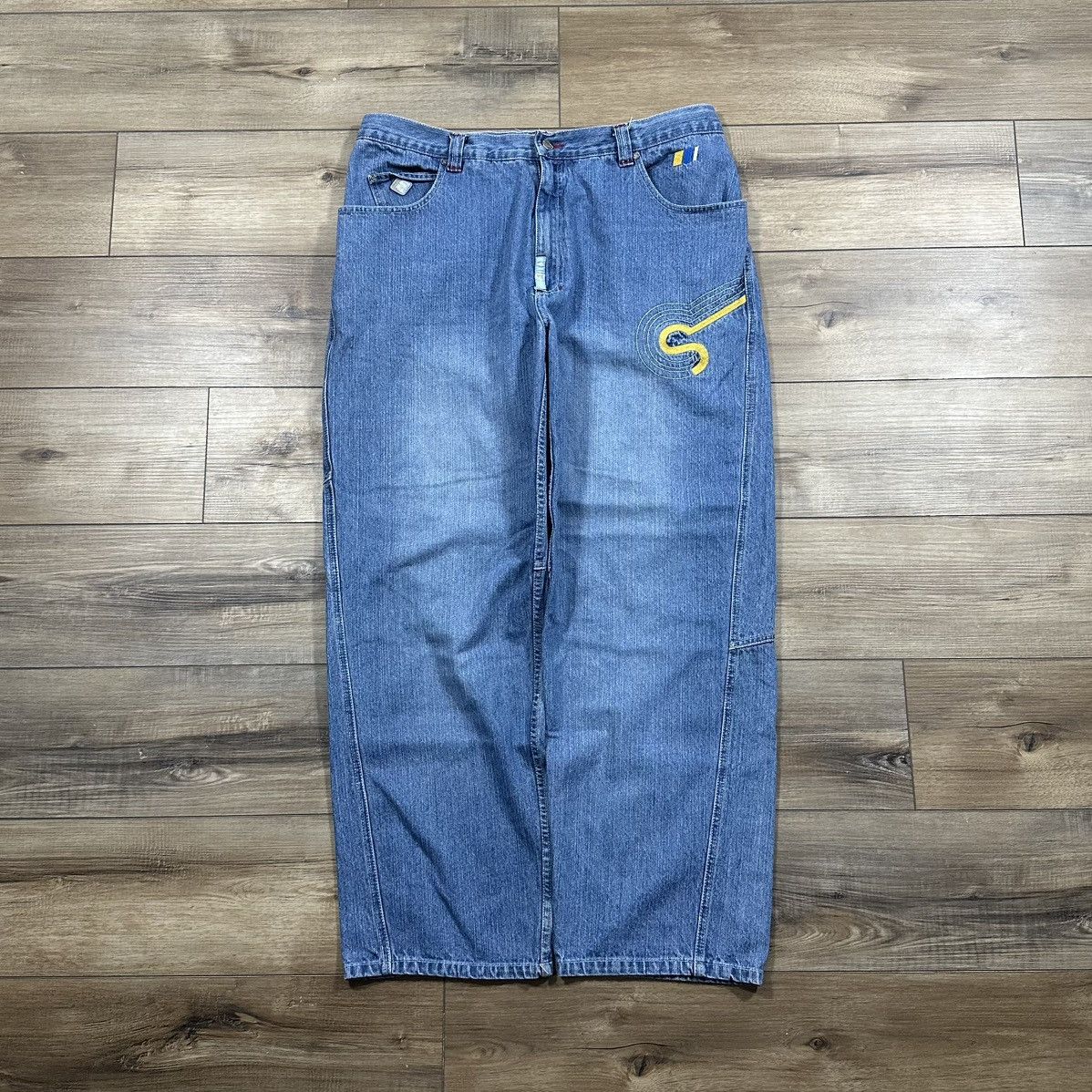 2000s Y2K Source Clothing Co. Wide Leg Embroidered Jeans