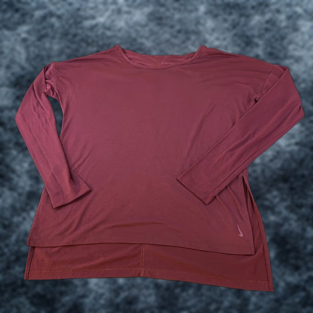 Nike Nike Dri-FIT Long Sleeve Top Athletic Shirt Burgundy Womens Small Size S / US 4 / IT 40 - 1 Thumbnail