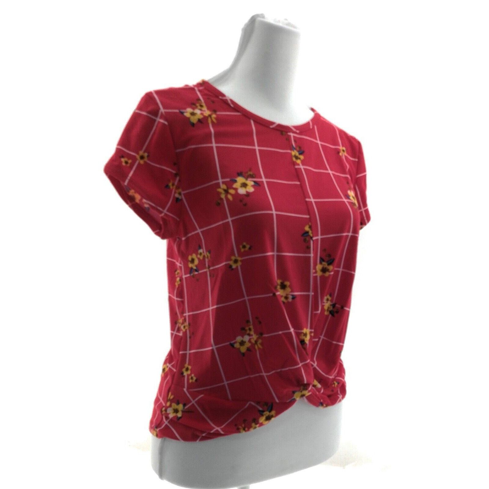 Other Morning Kisses Red Floral Twist Hem Top - Size Large Size L / US 10 / IT 46 - 1 Thumbnail