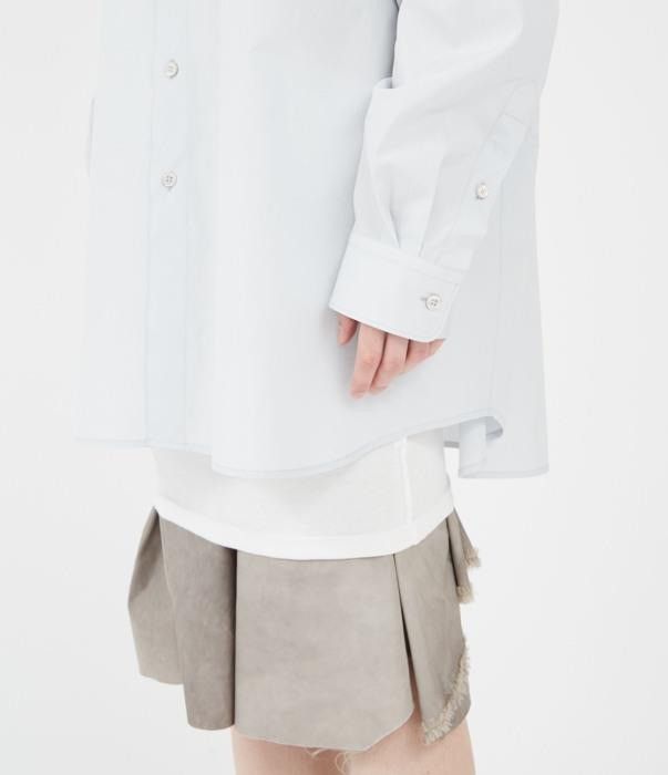 Maison Margiela o1bcso1str0526 Long Poplin Shirt in Light Blue Size S / US 4 / IT 40 - 6 Thumbnail