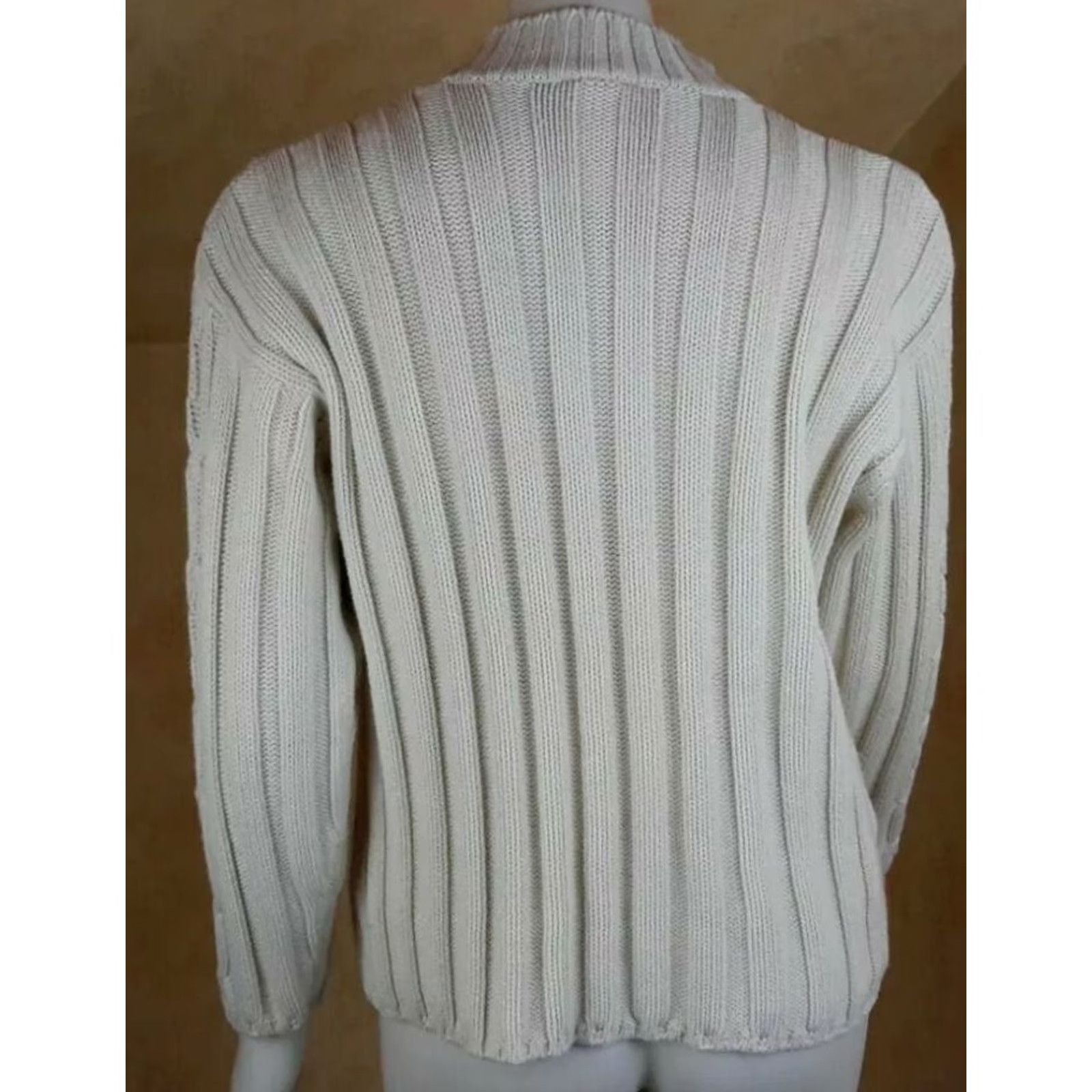 Laura Ashley VINTAGE Laura Ashley Womens L ivory chunky knit fishermans sweater Cotton Aran Shirt Size L / US 10 / IT 46 - 3 Thumbnail