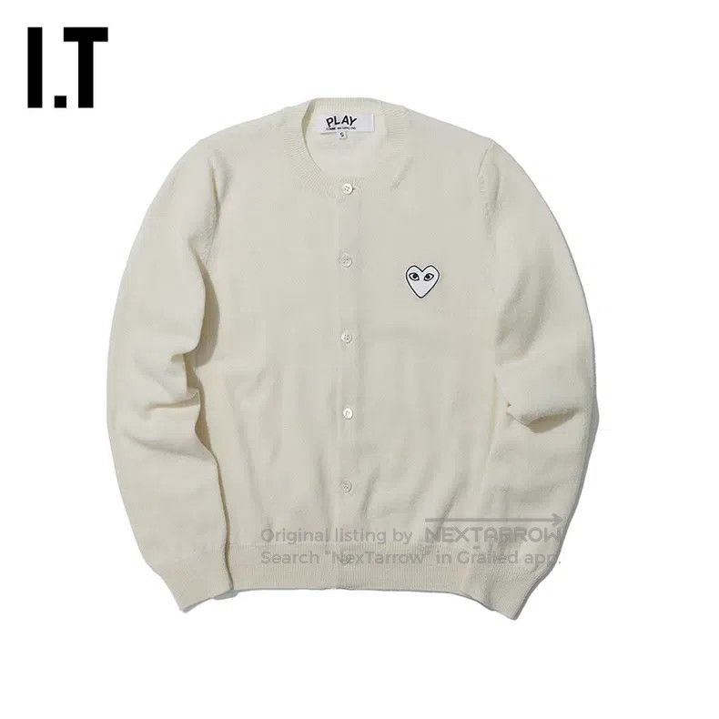 Comme des Garcons Comme Des Garcons White heart knit cardigan Size L / US 10 / IT 46 - 1 Thumbnail