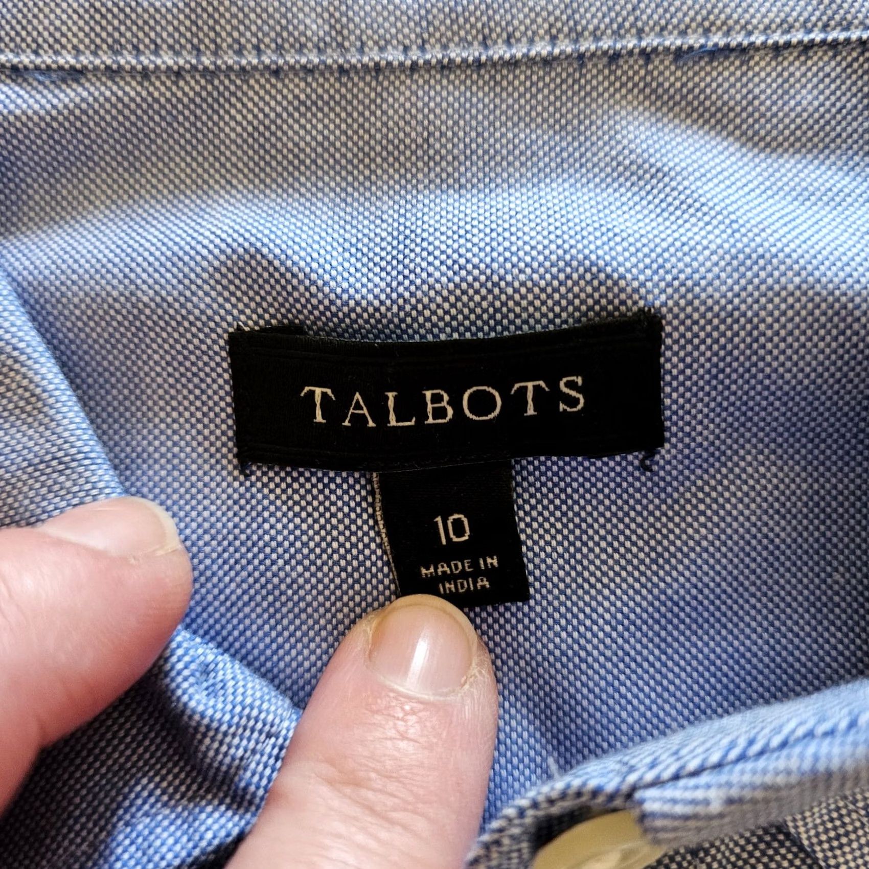 Talbots Talbots Blouse Shirt Womens 10 Blue Rhinestones Button Long Sleeve Classic Career Mens? Size L / US 10 / IT 46 - 3 Thumbnail