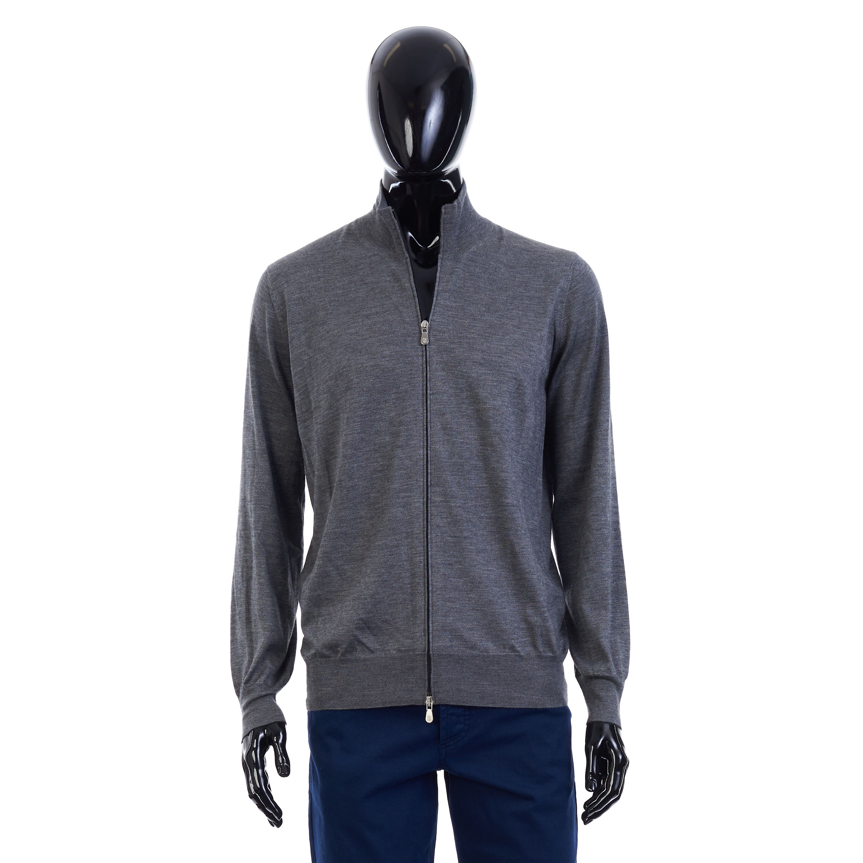 Brunello Cucinelli Dark Gray Full Zip Up Sweater - Lightweight Cashmere & Silk Size US M / EU 48-50 / 2 - 2 Thumbnail