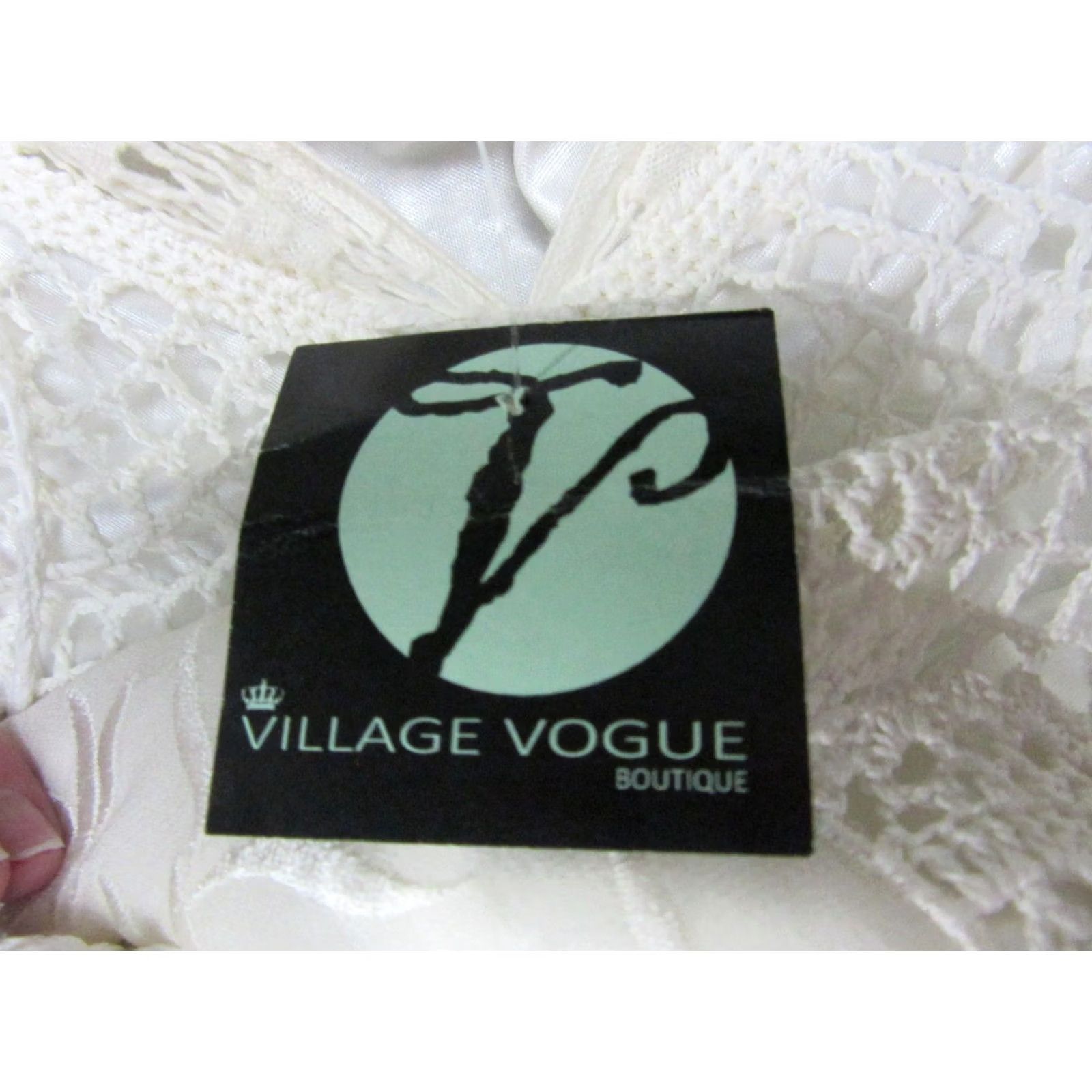 Vintage Cache Dress Womens Medium White Crochet Lace Village Vogue Boutique Sleeveless Midi V-Neck Pullover Party/Cocktail Womens Lined Fit & Flare Size M / US 6-8 / IT 42-44 - 7 Thumbnail