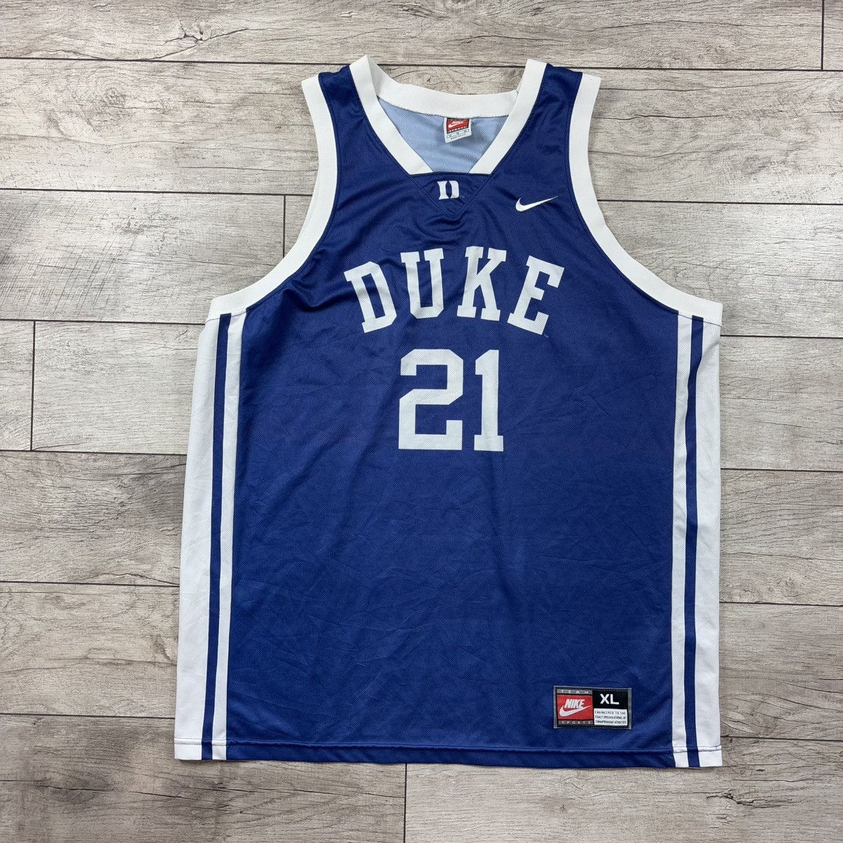 Nike DUKE Blue Devils Vintage 90s Nike Basketball Jersey #21 Size US XL / EU 56 / 4 - 1 Thumbnail