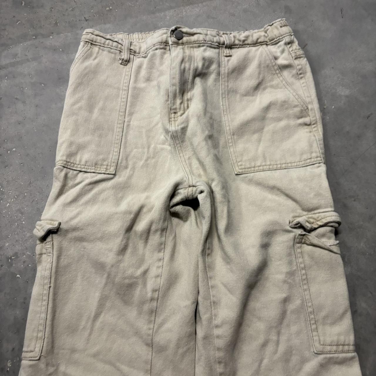 Japanese Brand × Vintage Crazy Vintage Y2K/2000s Cream Streetwear Skater Cargo Pants! Size US 29 - 5 Thumbnail