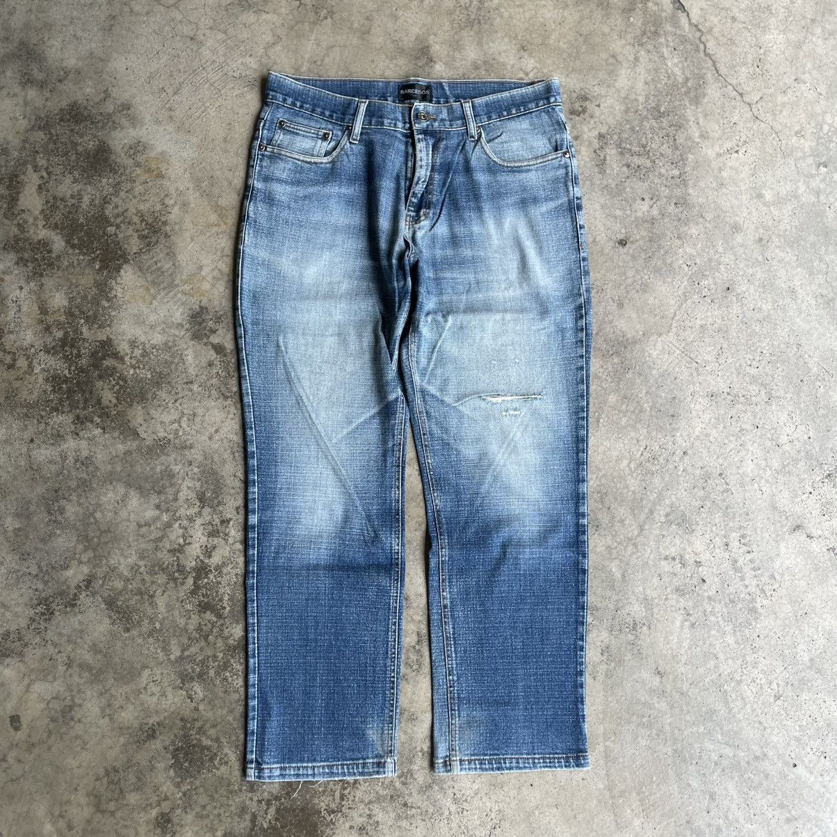 Japanese Brand 🔥🇯🇵Vintage Barcedos Stoned Washed Ripped Distress Denim Jeans Size US 35 - 1 Thumbnail