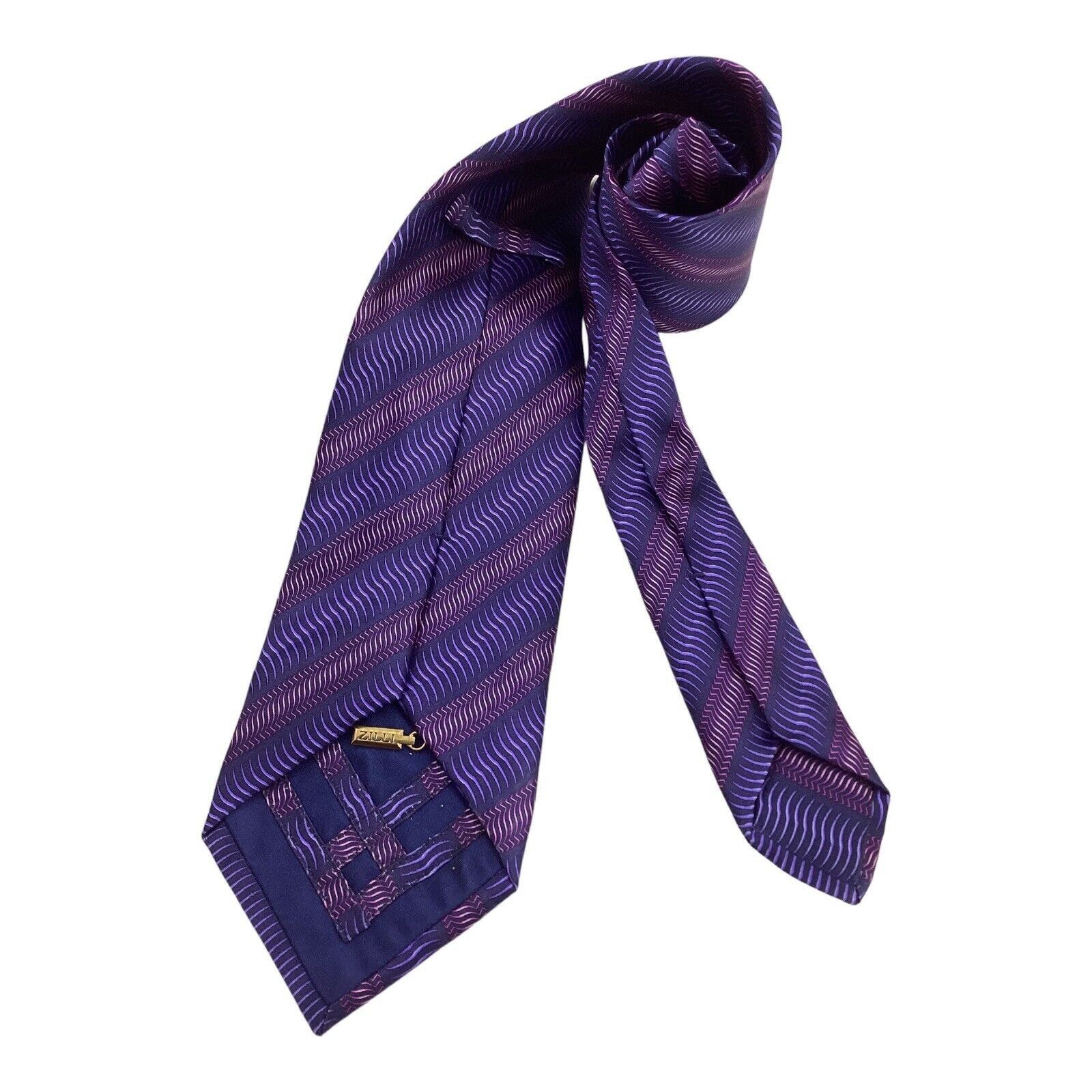 Zilli ZILLI Purple Striped Luxury Silk Tie Hand Made In Italy W: 3 Size ONE SIZE - 2 Thumbnail