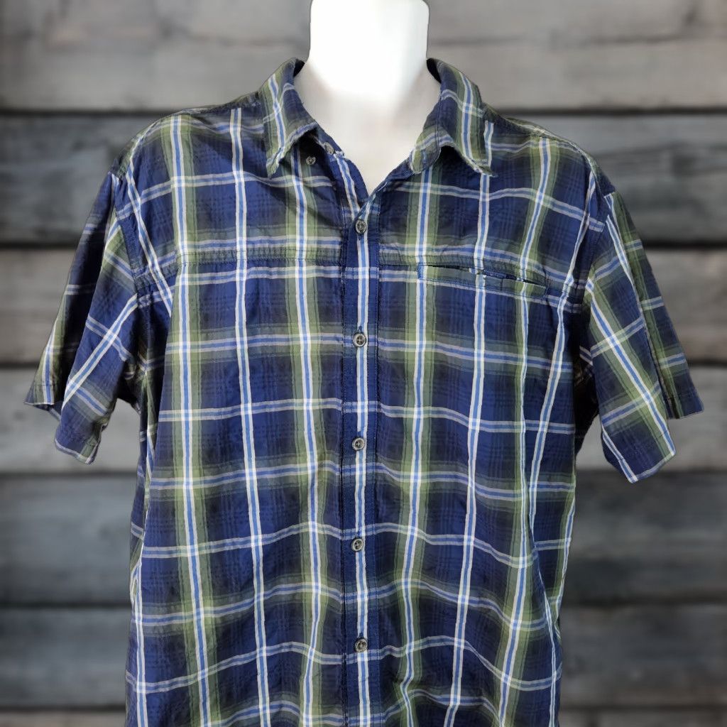 Eddie Bauer Eddie Bauer Mens Button-Up Shirt XL Blue Green Plaid Short Sleeve Size XL Size US XL / EU 56 / 4 - 1 Thumbnail
