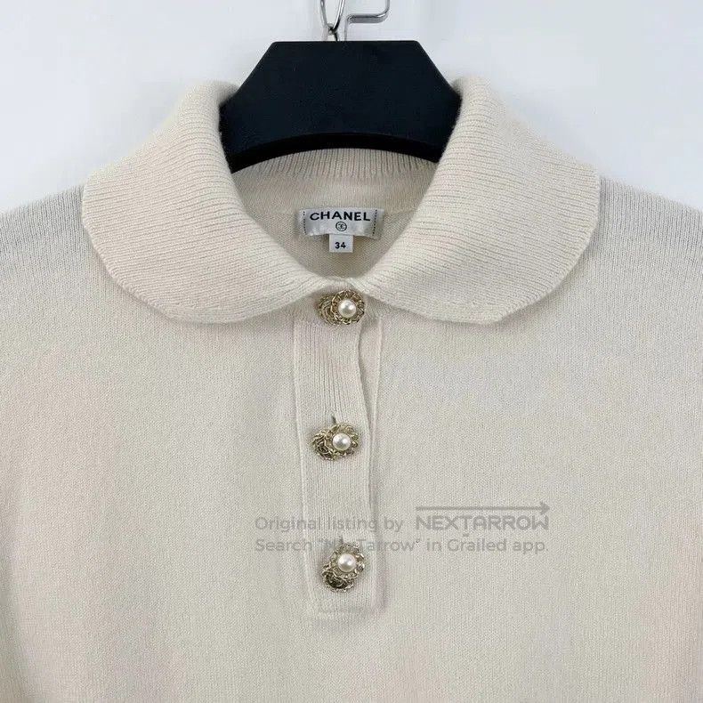 Chanel Chanel Pearl Button Collar Knit Top. Size US M / EU 48-50 / 2 - 3 Thumbnail