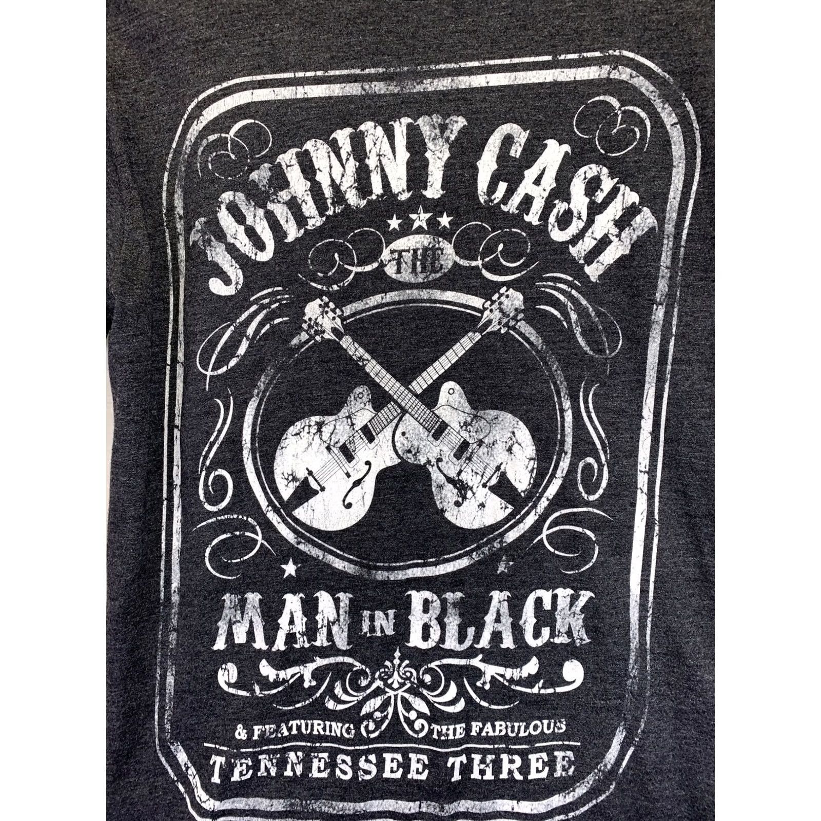 ASH VINTAGE CASH Man In Black Womens Gray Distressed Graphic T Shirt S Womens Black Short Sleeve Music Shirt Size S / US 4 / IT 40 - 4 Thumbnail