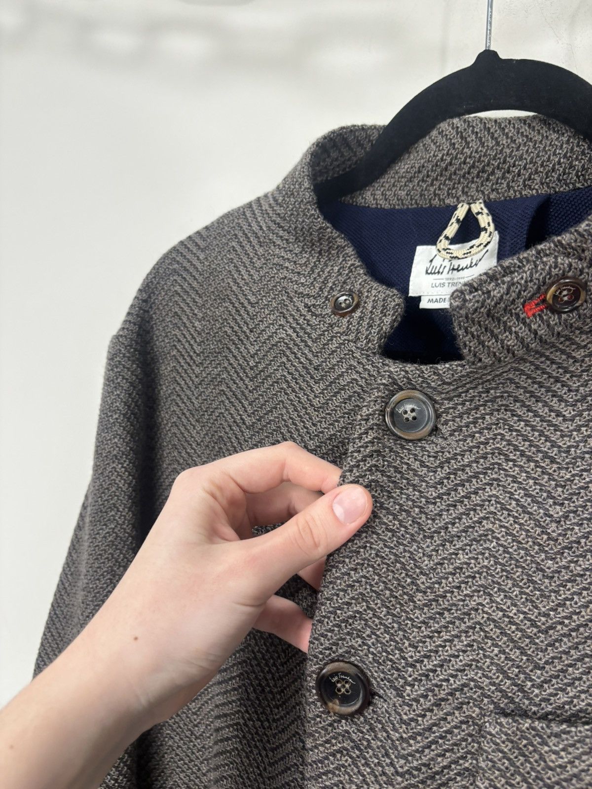 Other Luis Trenker Men’s Herringbone Brown Wool Collar Jacket Size US L / EU 52-54 / 3 - 11 Thumbnail