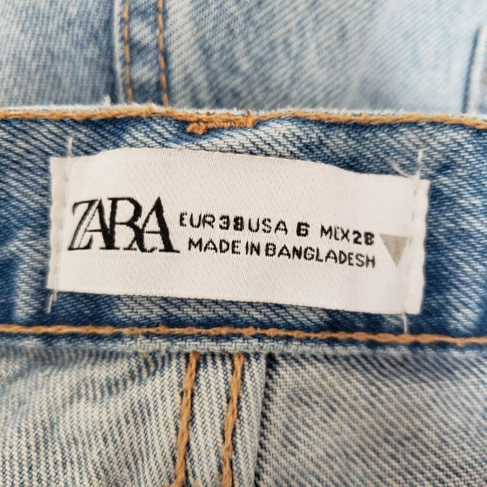 Zara Zara Light Blue Distressed Wide Leg Jeans Size 28" / US 6 / IT 42 - 3 Thumbnail