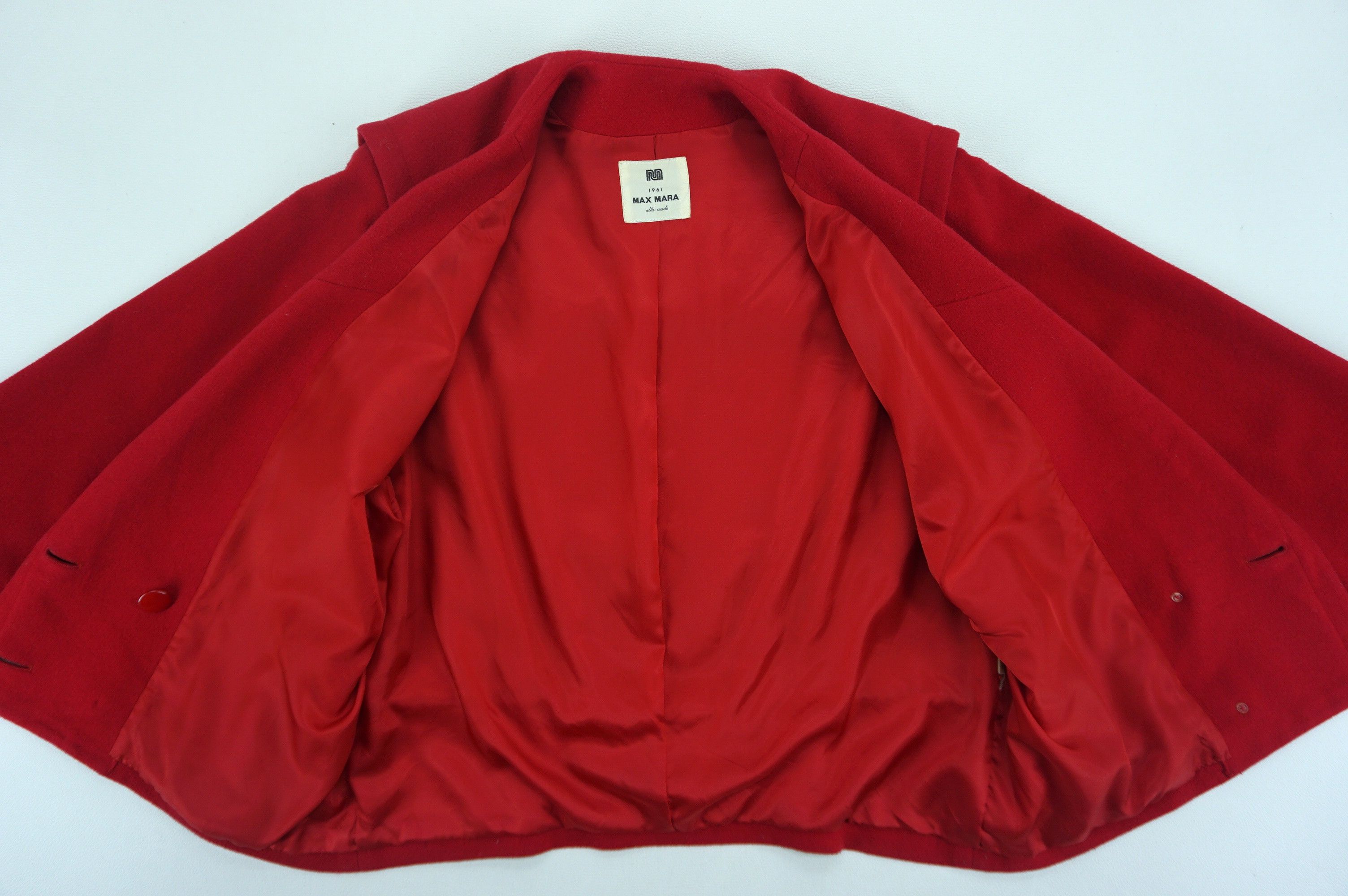 Max Mara Alta Made Jacket Red Wool Sailor Coat Size S / US 4 / IT 40 - 3 Thumbnail