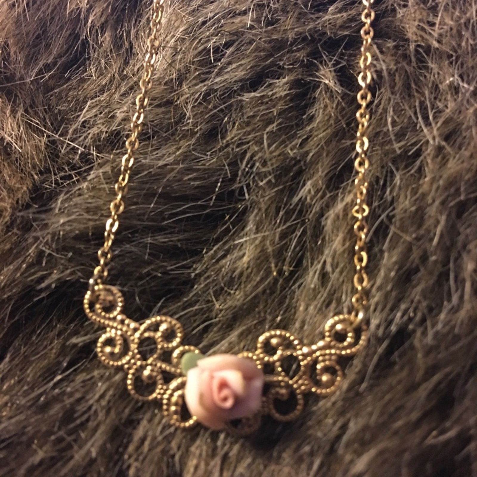 Vintage Vintage 80s ceramic rose filigree necklace Size ONE SIZE - 5 Thumbnail
