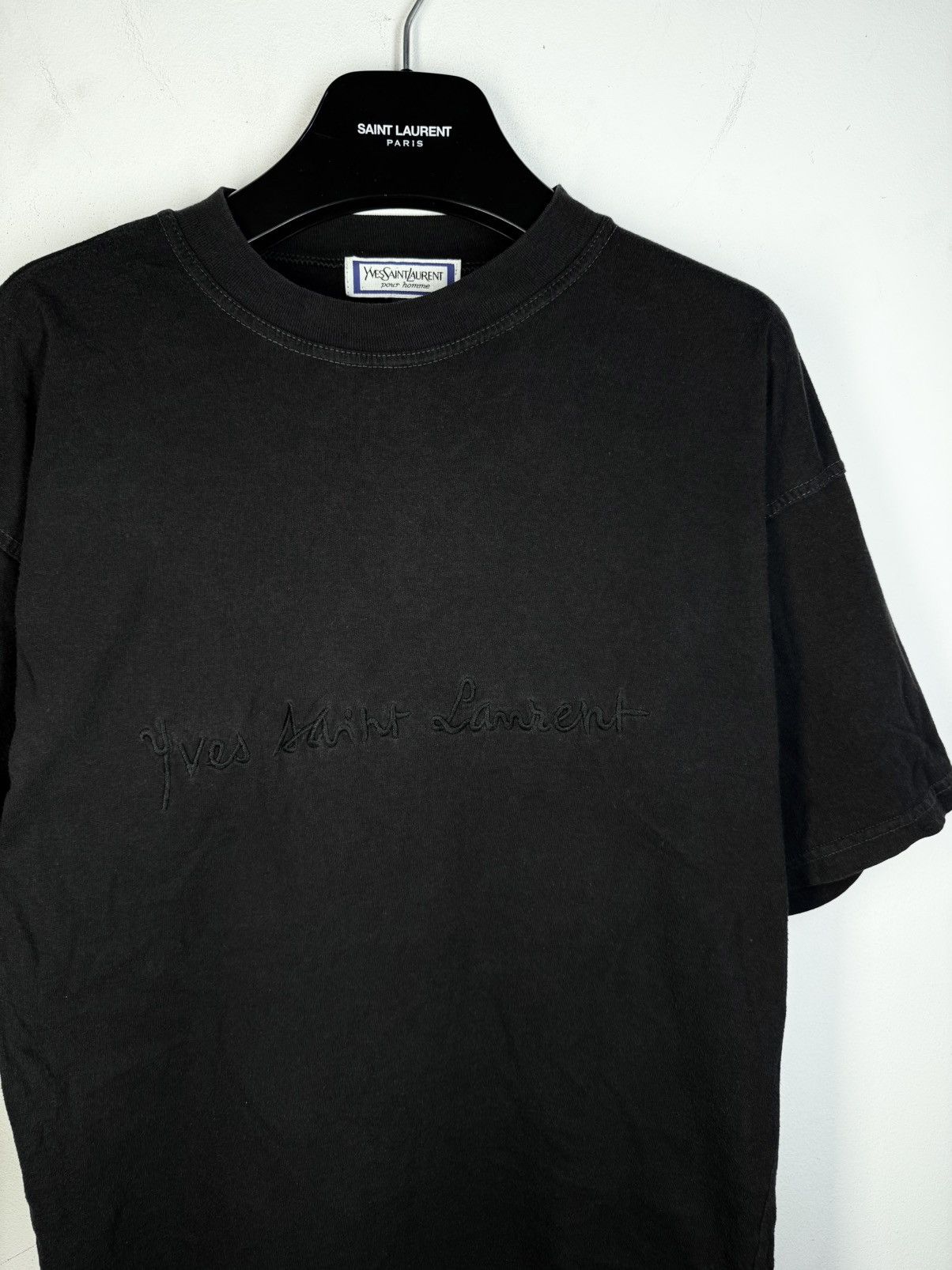 Yves Saint Laurent 90s YSL T-Shirt Big Logo Black Shirt Vintage Tee Size US M / EU 48-50 / 2 - 17 Thumbnail