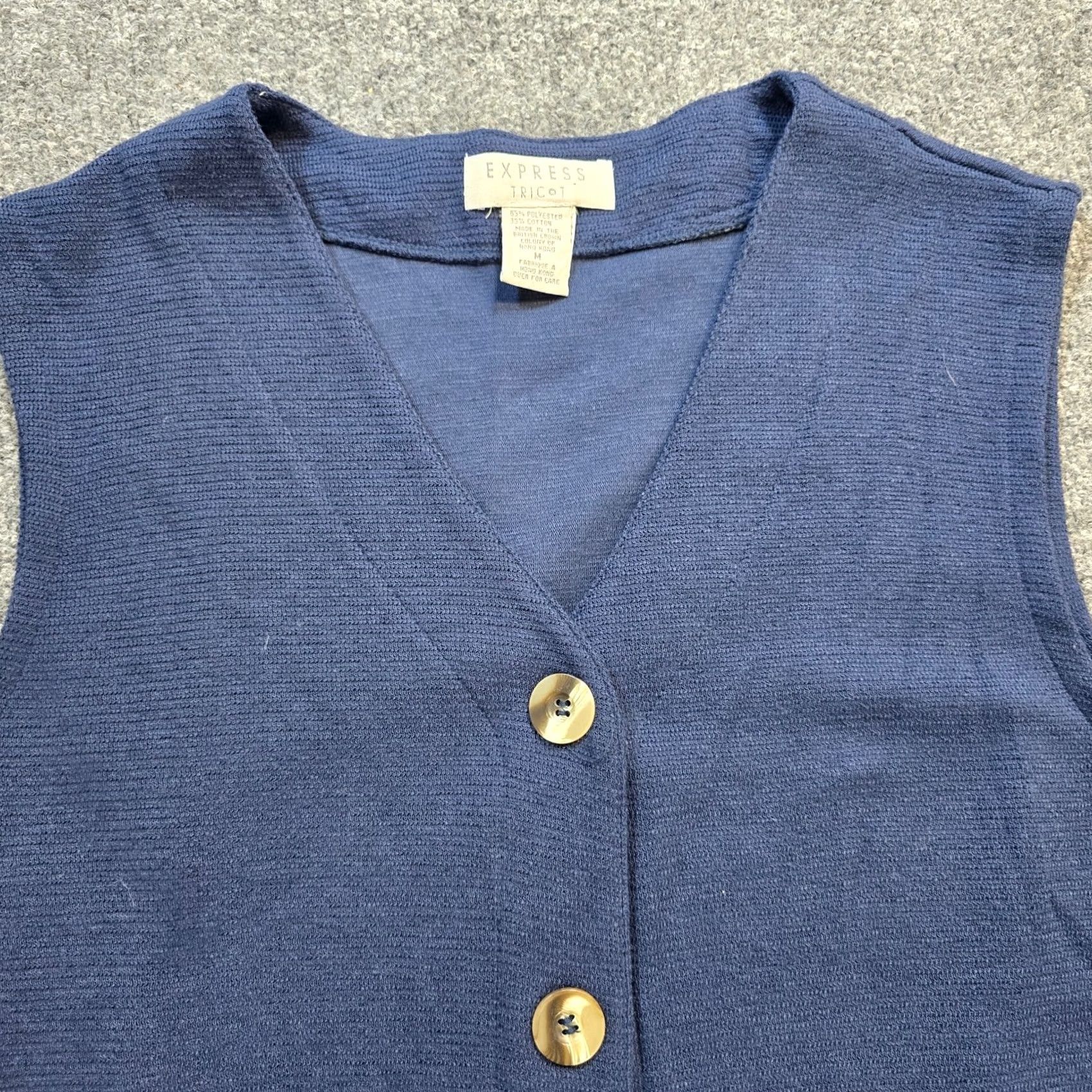 Express VINTAGE Express Tricot Vest Women Size M Blue Button Knit 90s Shirt Size M / US 6-8 / IT 42-44 - 2 Thumbnail