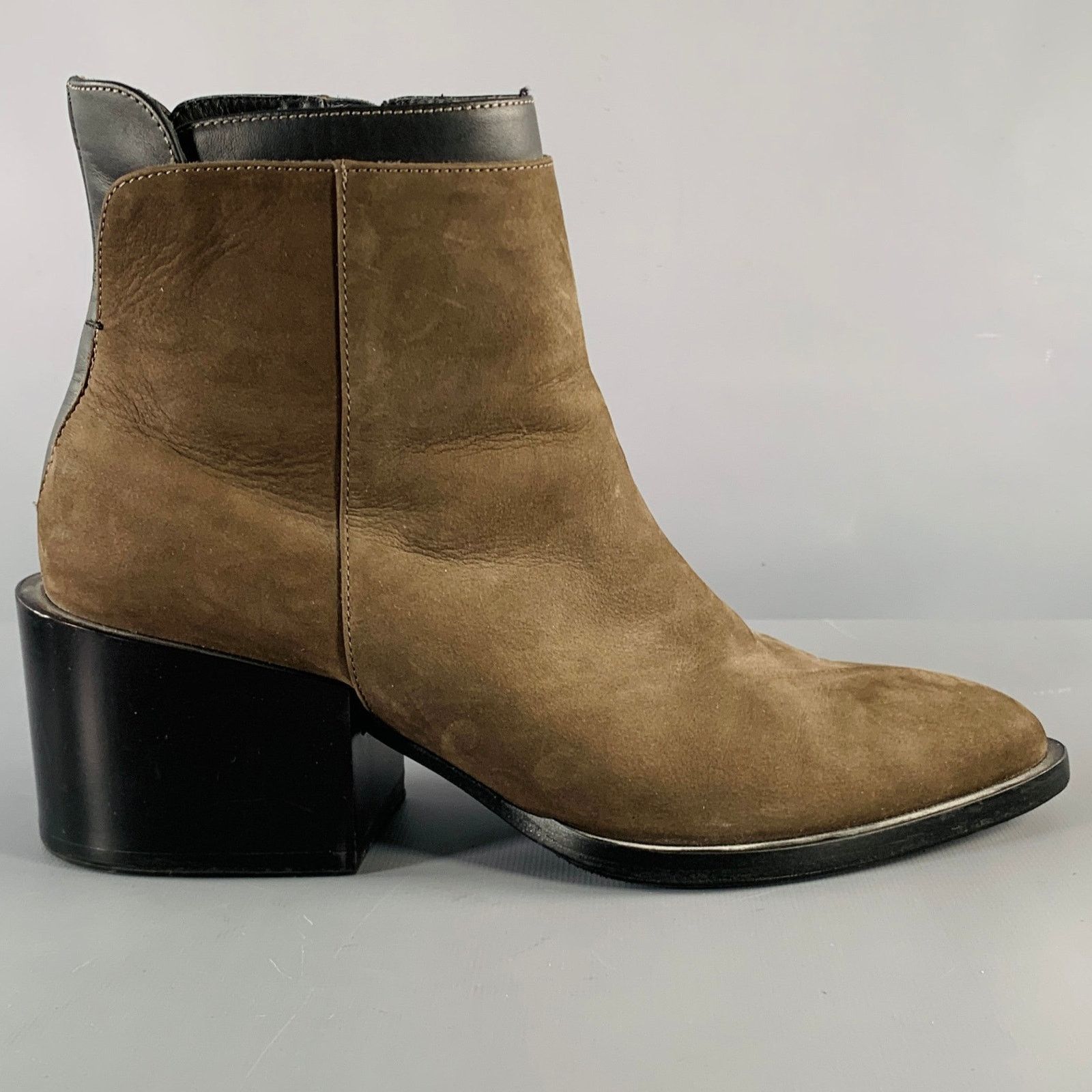 Vince VINCE Size 7.5 Grey Brown Suede Chunky Heel Boots Size US 7.5 / IT 37.5 - 2 Thumbnail