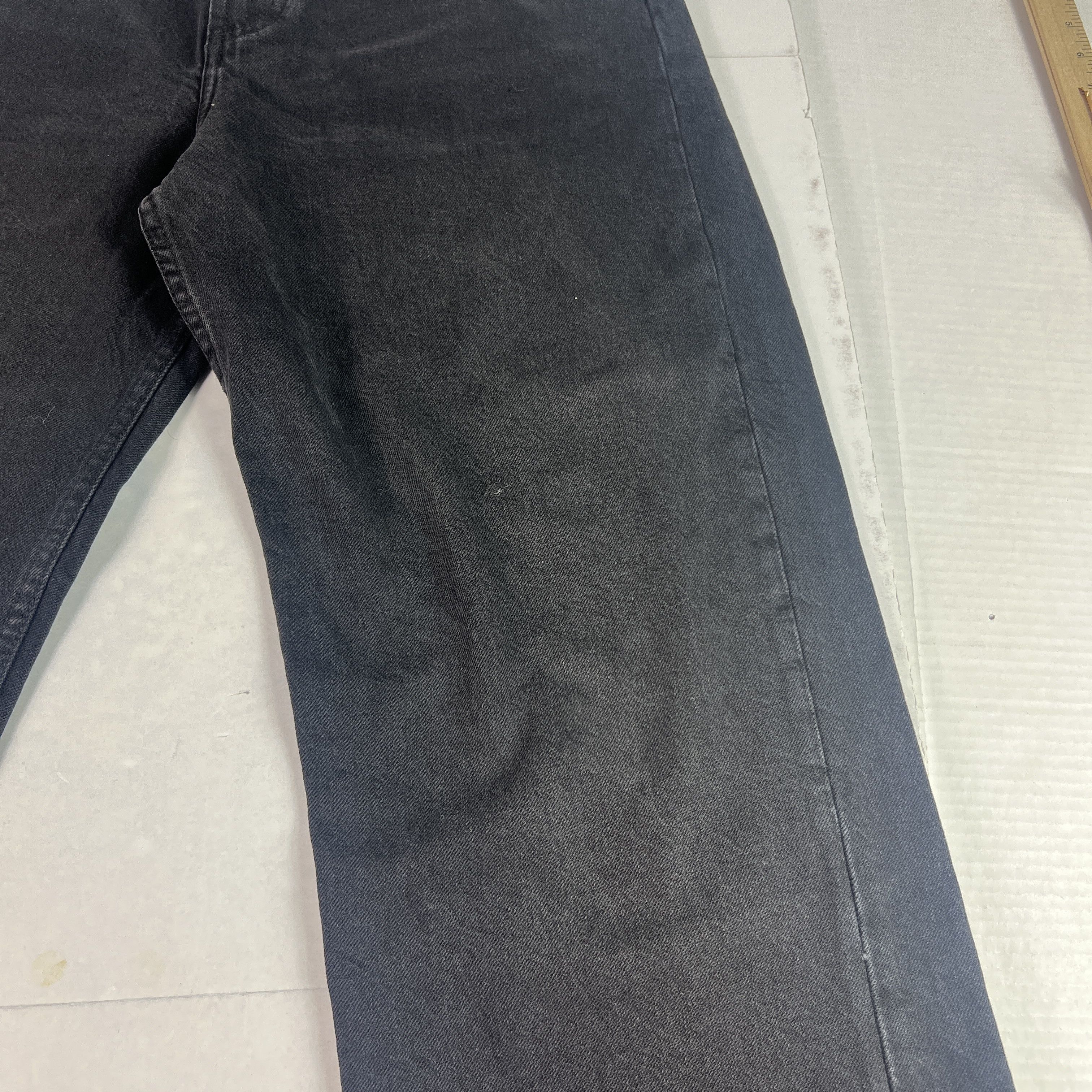 Zara Zara Jeans High Rise Wide Leg Black Raw Bottom Hem Denim Size 33" - 4 Thumbnail