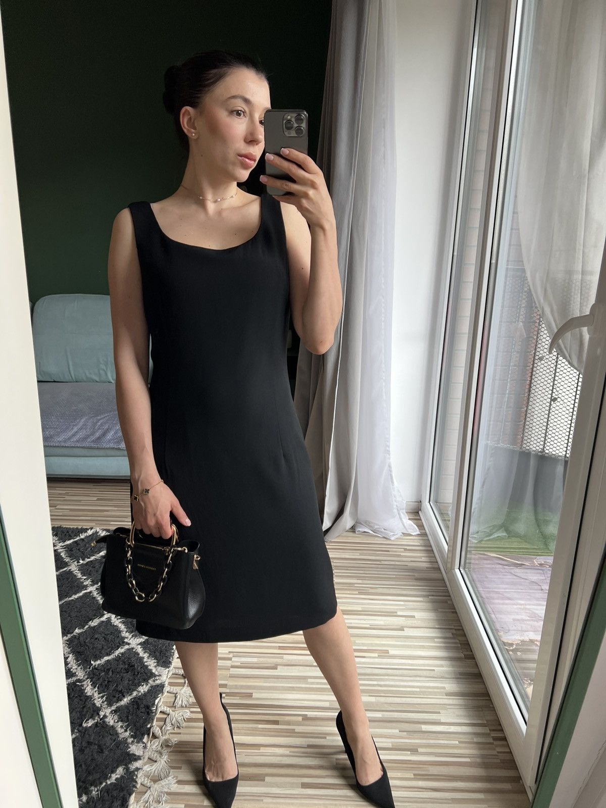 Marella Classic black sleeveless midi dress - Marella 85% wool Size L / US 10 / IT 46 - 4 Thumbnail