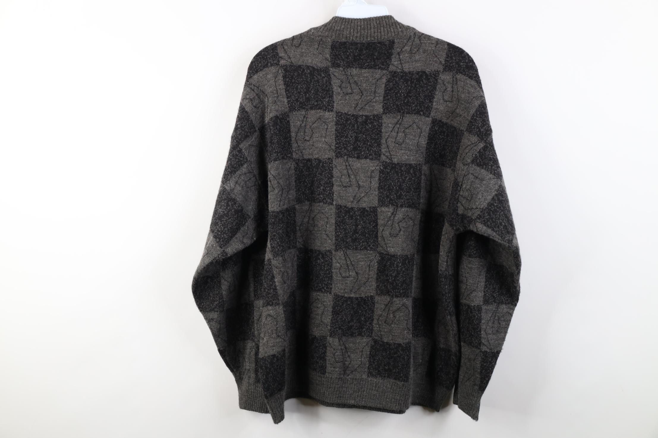 Vintage Vintage 90s Streetwear Wool Blend Knit Checkered Sweater Size US M / EU 48-50 / 2 - 9 Thumbnail