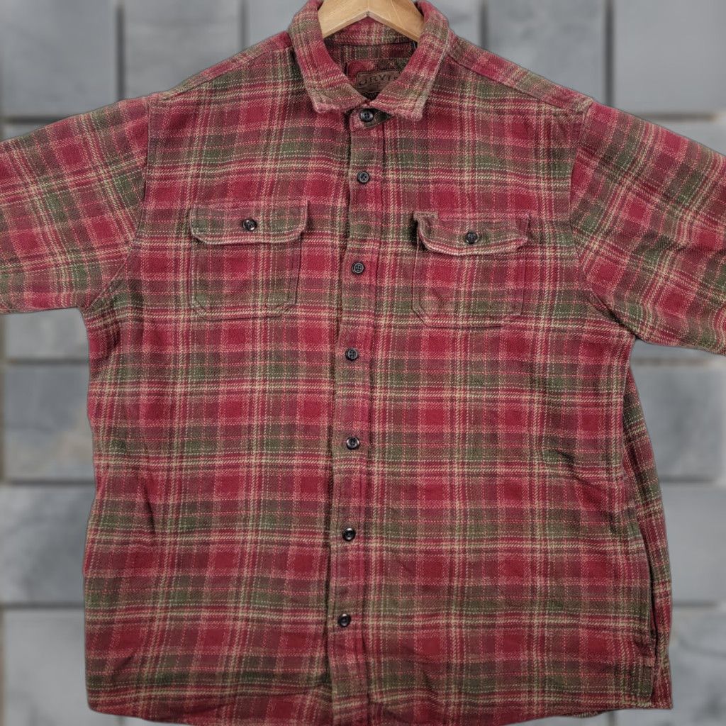 Orvis Orvis Shirt Mens XL Red Plaid Heavyweight Flannel Double Pocket Hand Warmer Size US XL / EU 56 / 4 - 1 Thumbnail