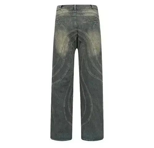 Japanese Brand Y2K Painted Circle Striped Baggy Jeans Size US 32 / EU 48 - 3 Thumbnail