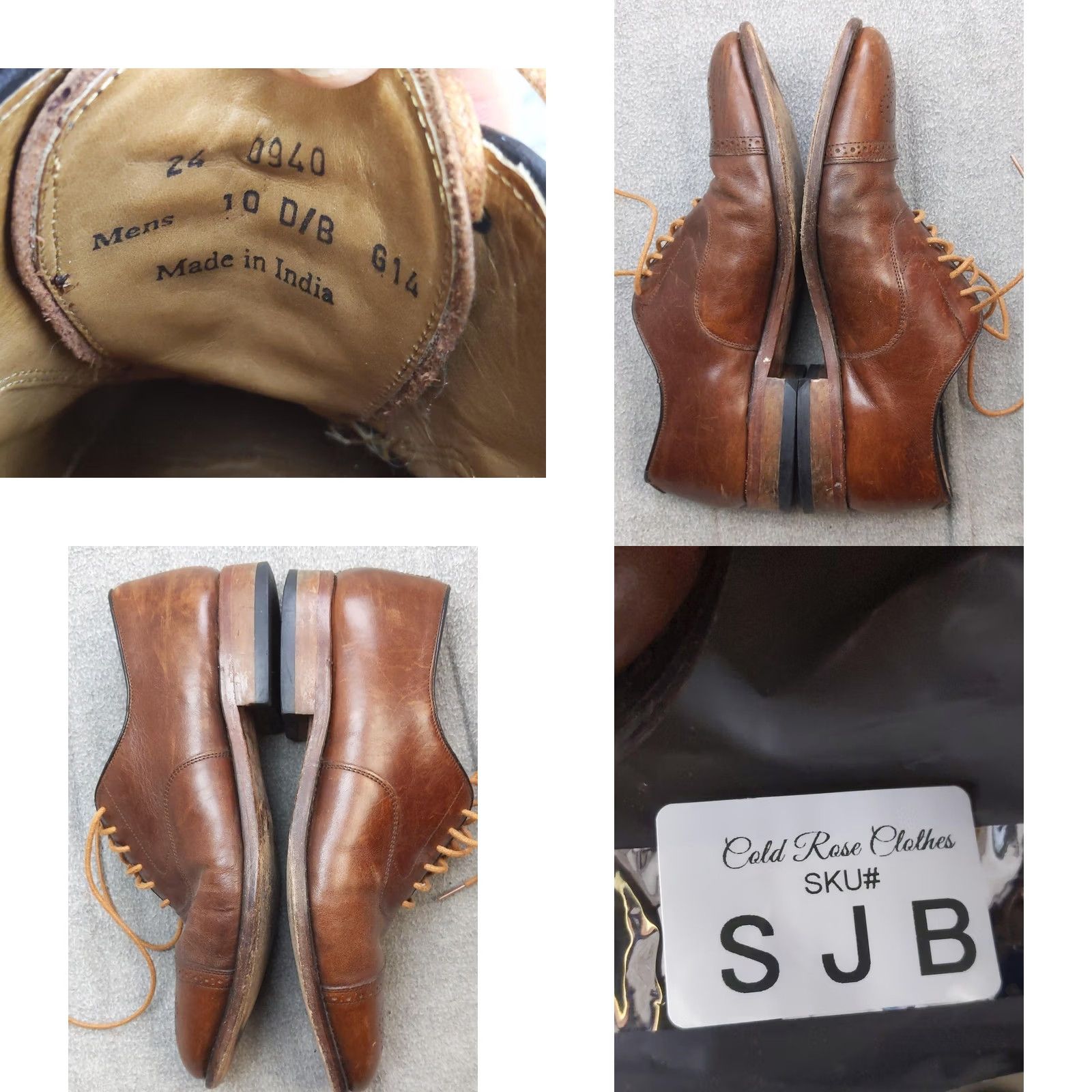 Vintage J&M 1850 Mens Leather Cap Toe Oxford Dress Shoes Trampoline Comfort Brown Size 10 D발 Size ONE SIZE - 9 Thumbnail
